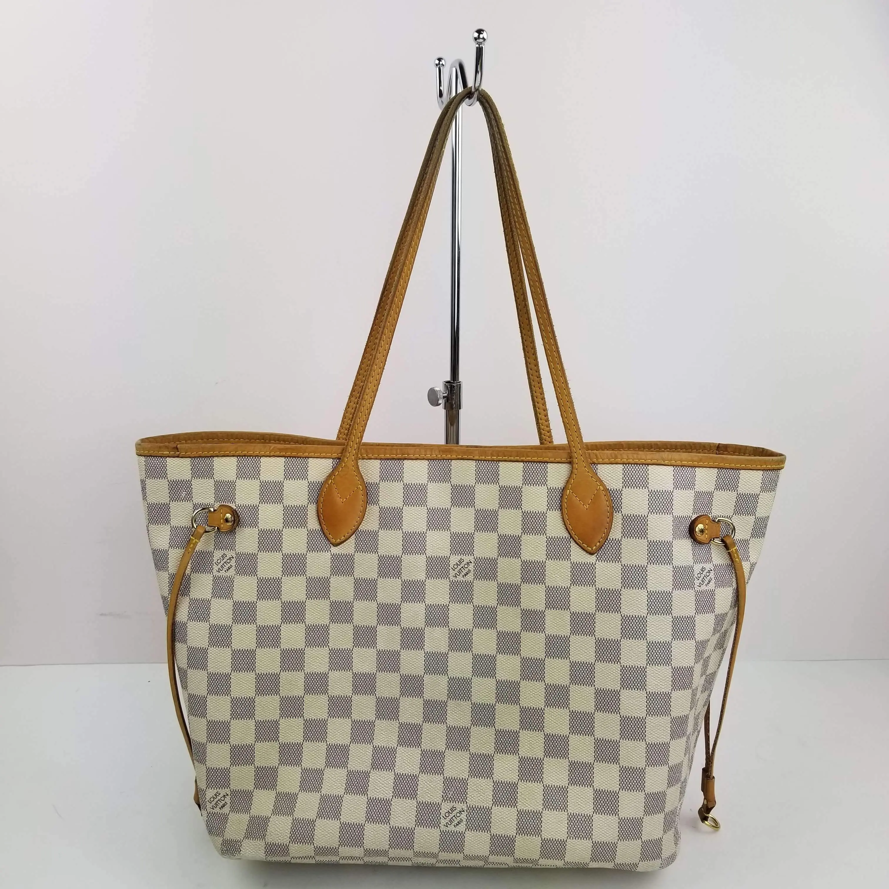 Louis Vuitton Damier Azur Neverfull MM Bag (with Initials) - Image 4