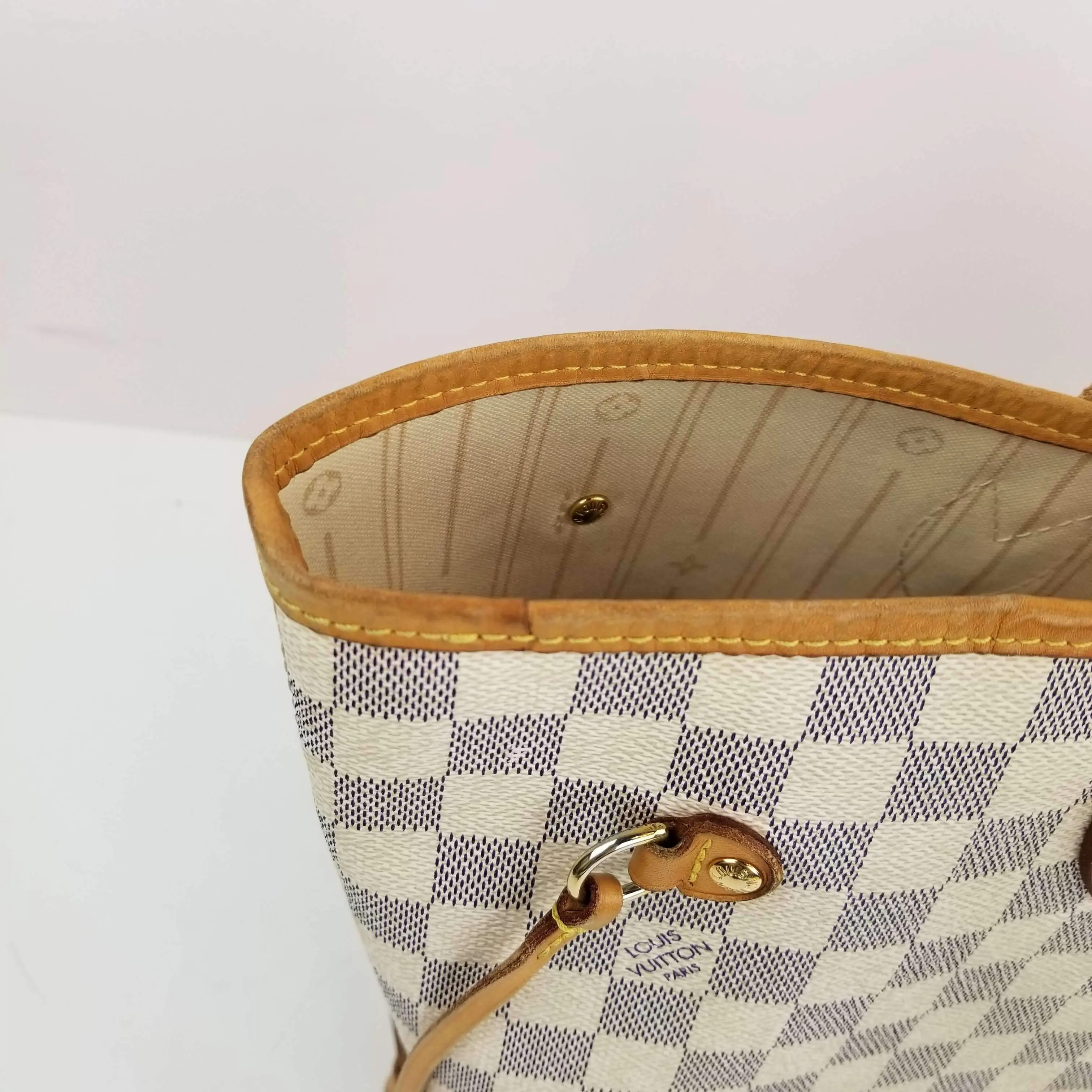 Louis Vuitton Damier Azur Neverfull MM Bag (with Initials) - Image 6
