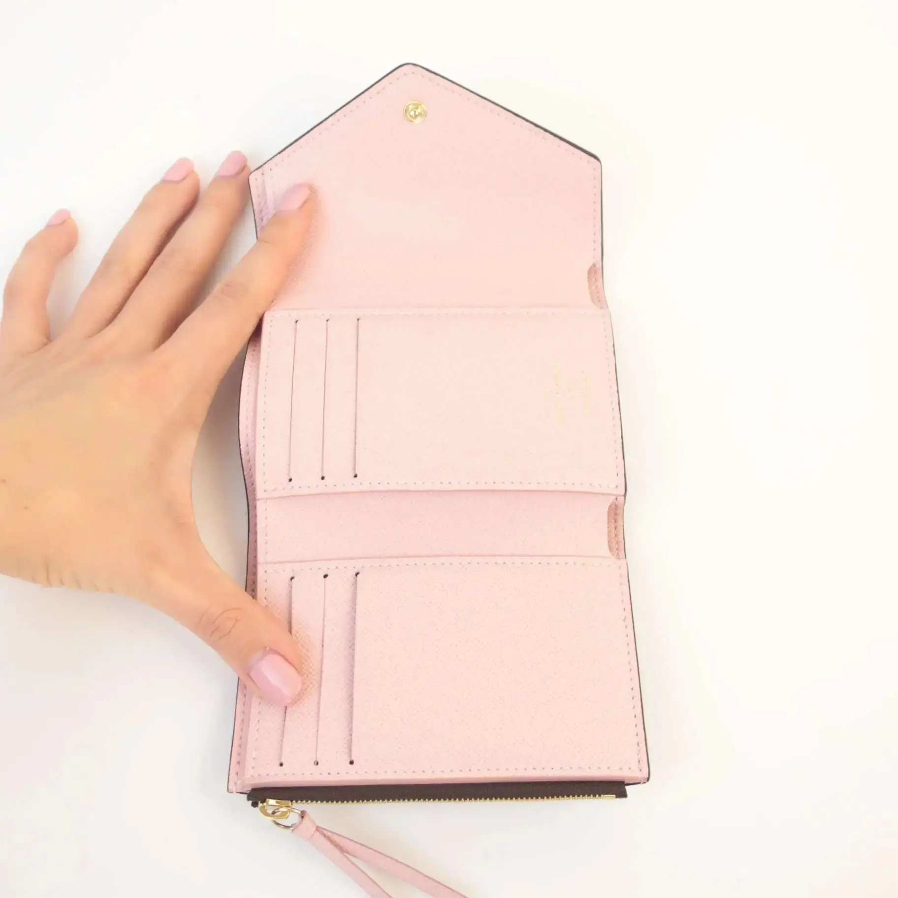 Louis Vuitton Damier Ebene Rose Ballerine Victorine Wallet - Image 6