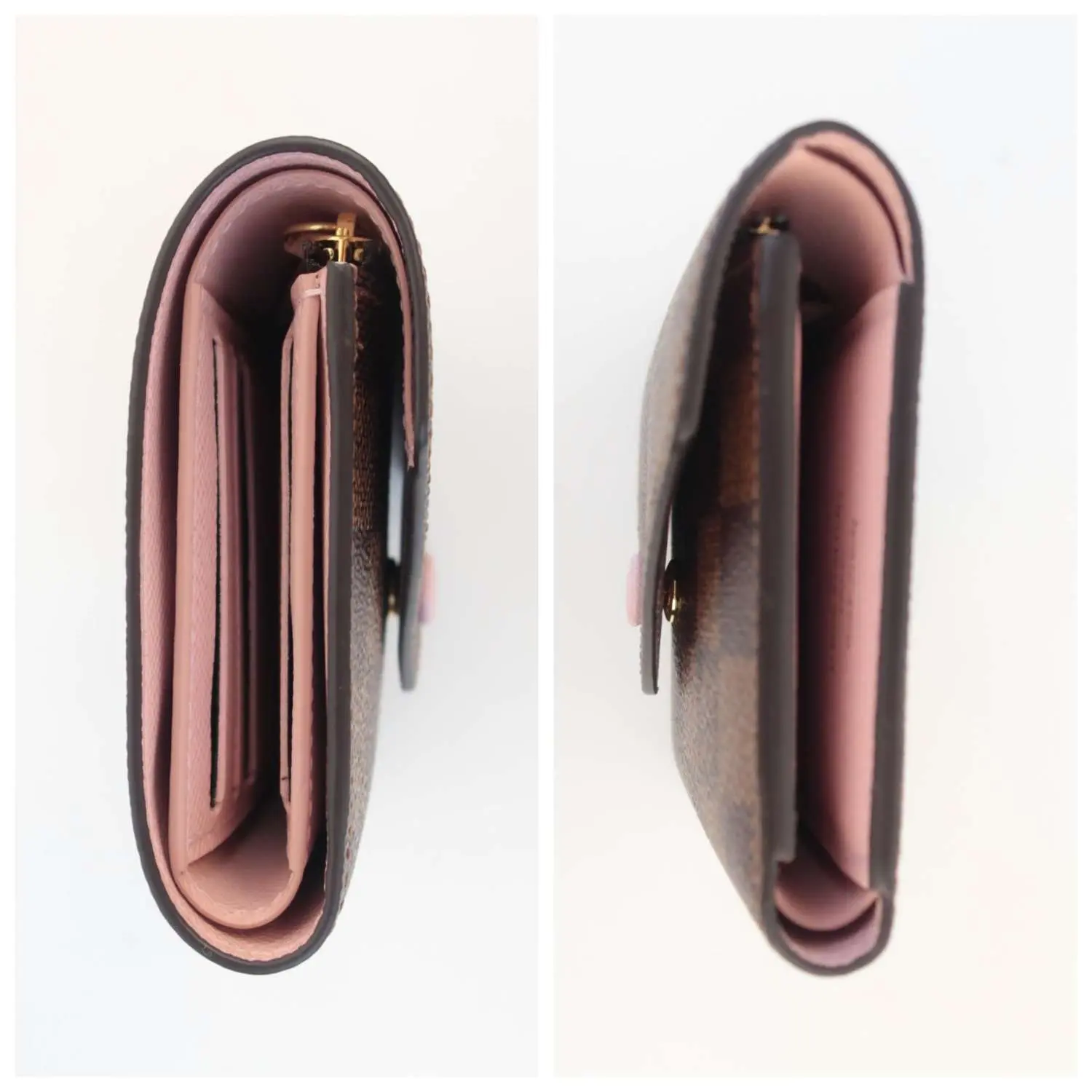Louis Vuitton Damier Ebene Rose Ballerine Victorine Wallet - Image 8