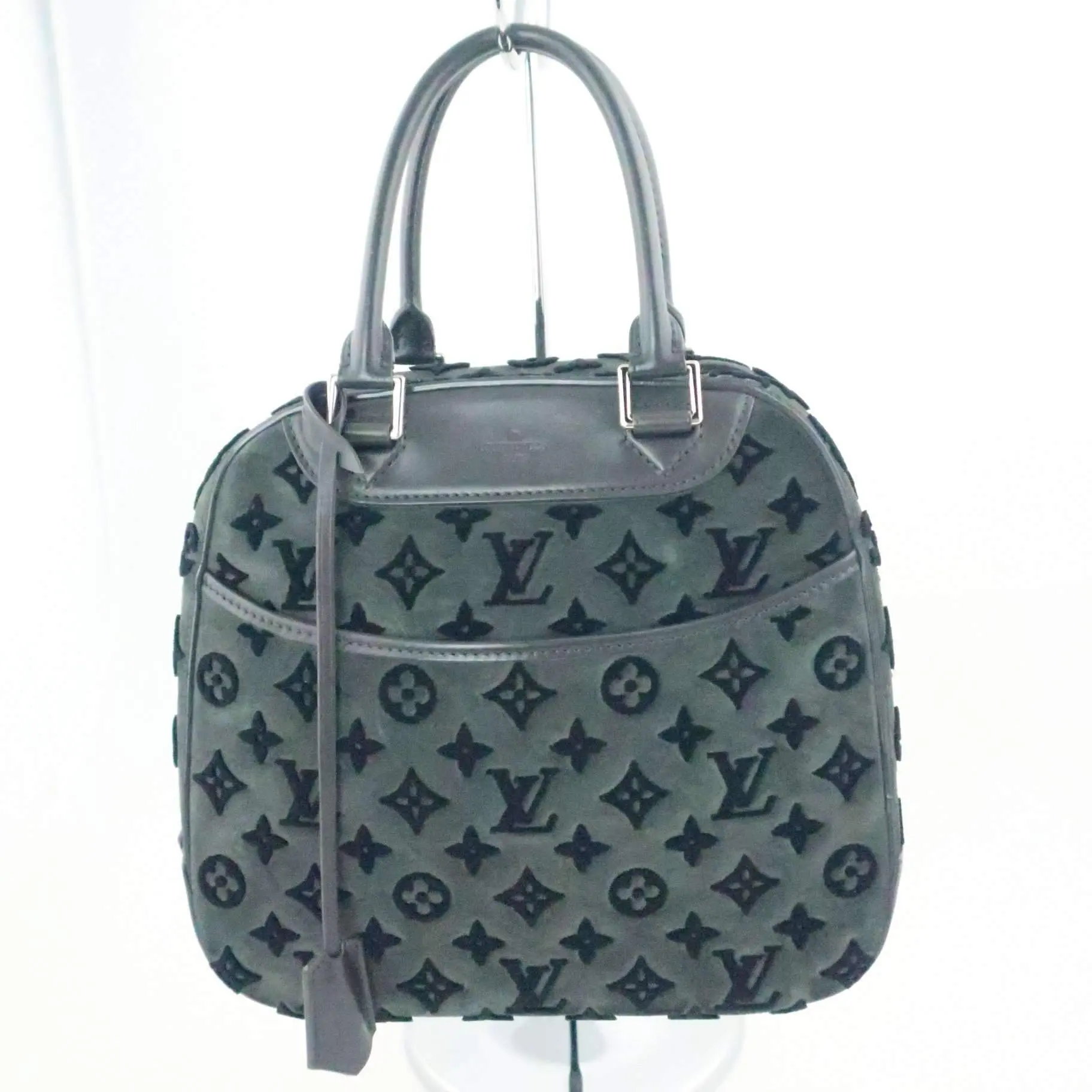 Louis Vuitton Limited Edition Gris Suede Monogram Tuffetage Deauville Cube Bag - Image 4