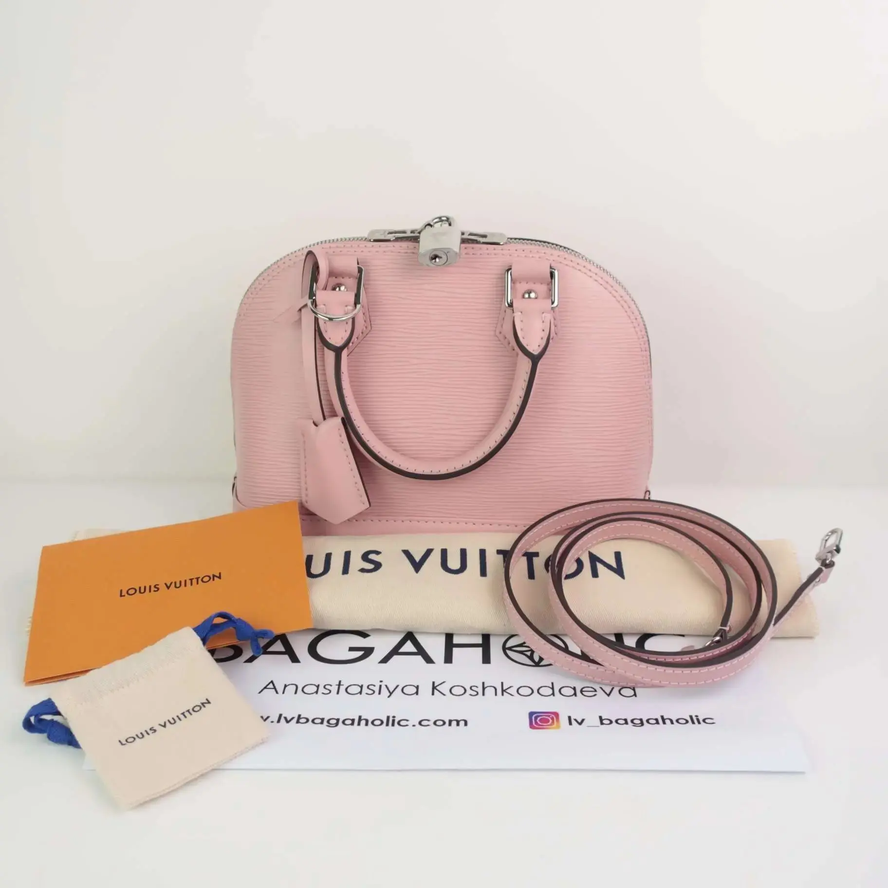 Louis Vuitton Epi Alma BB Rose Ballerine Bag - Image 3