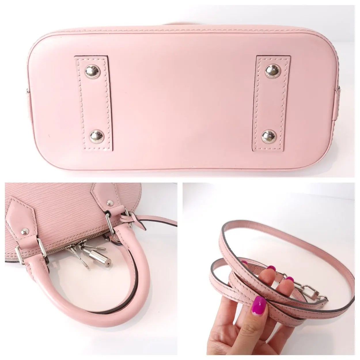 Louis Vuitton Epi Alma BB Rose Ballerine Crossbody Bag - Image 10