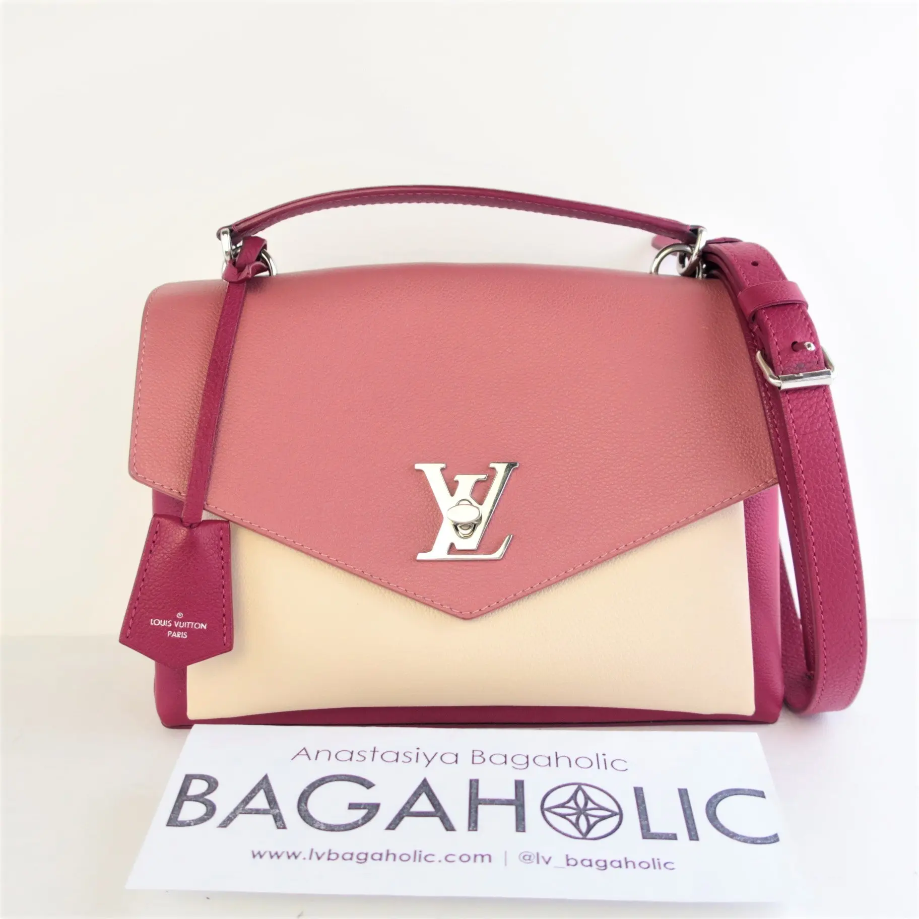 Louis Vuitton Fuchsia/Pink Pebbled Leather Mylockme Bag - Image 5