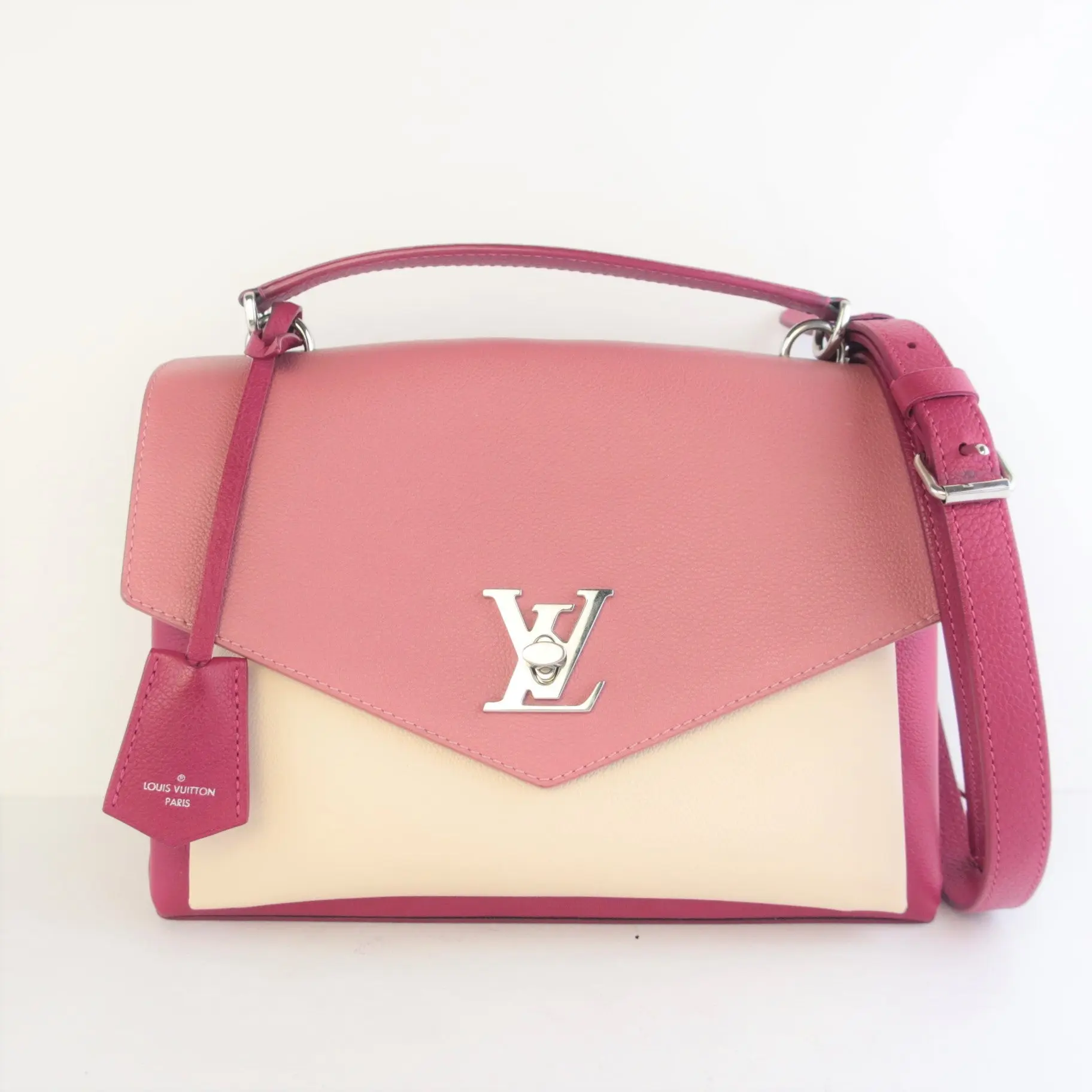 Louis Vuitton Fuchsia/Pink Pebbled Leather Mylockme Bag - Image 8
