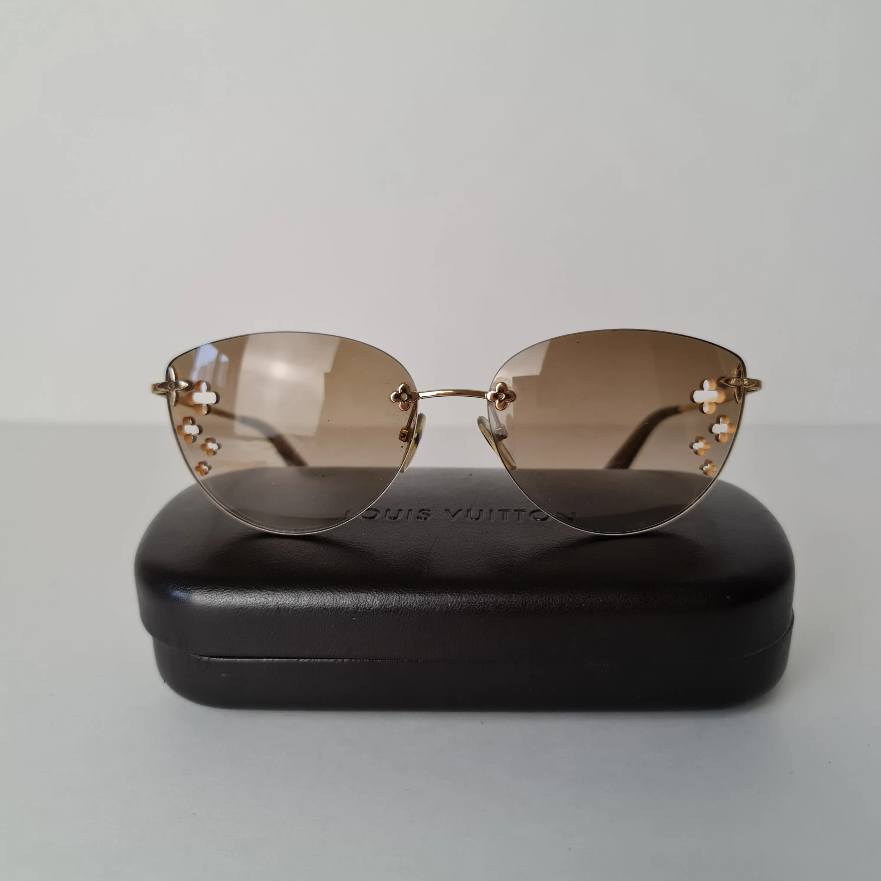 Louis Vuitton Goldtone Desmayo Cat Eye Sunglasses (744) - Image 3