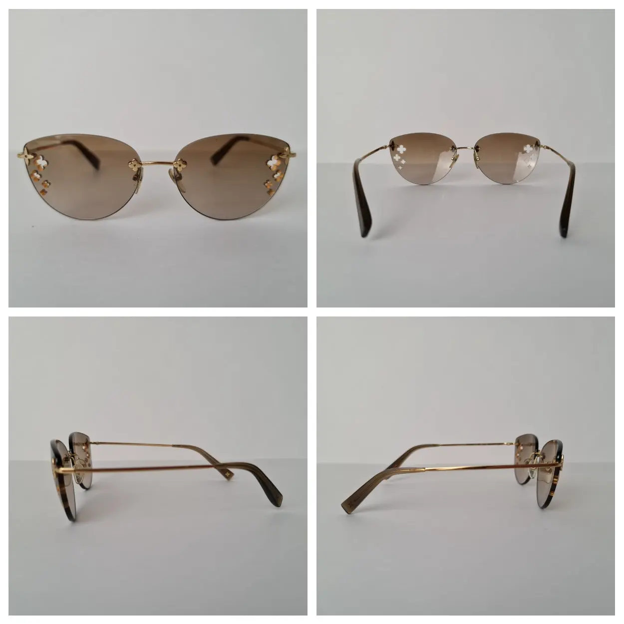 Louis Vuitton Goldtone Desmayo Cat Eye Sunglasses (744) - Image 7
