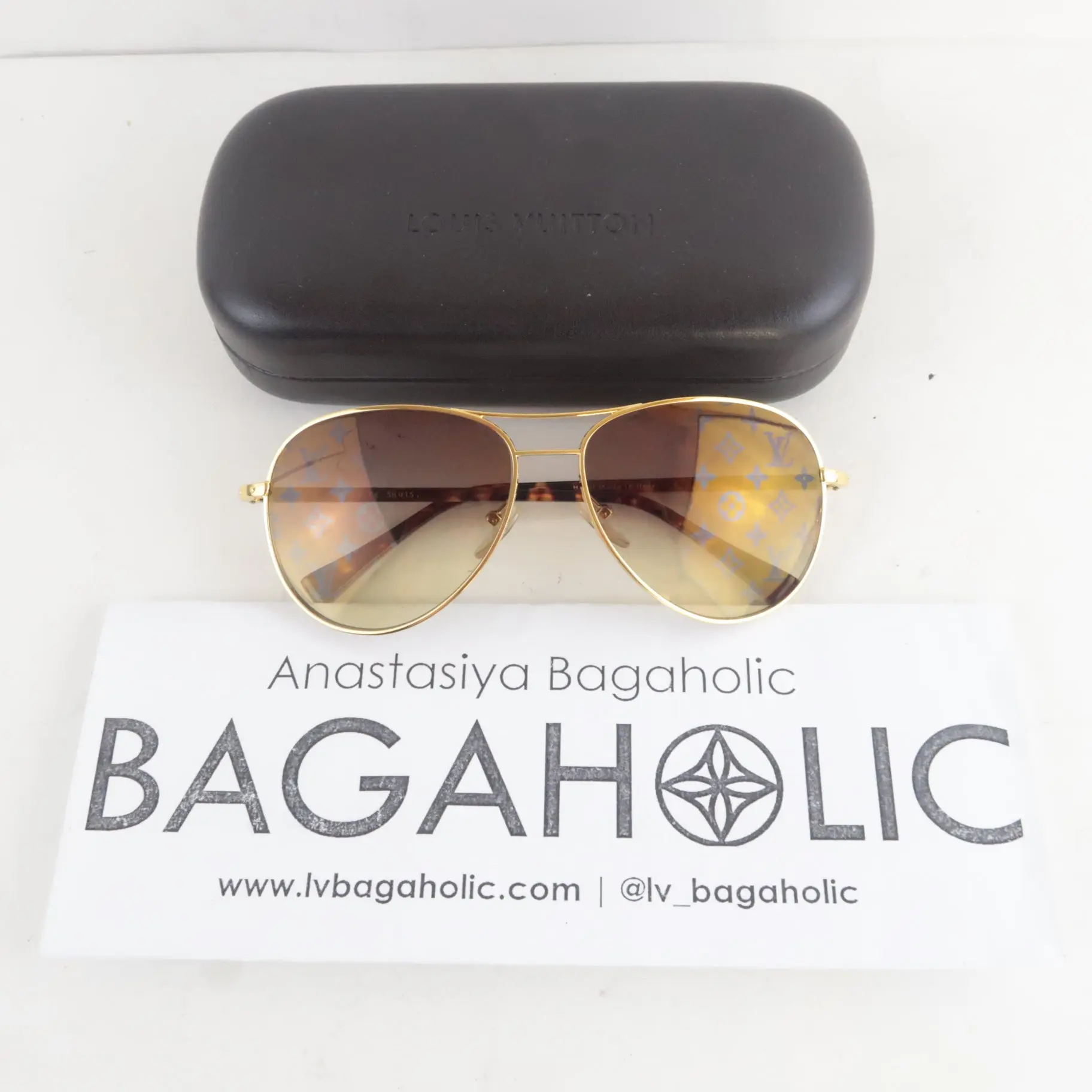 Louis Vuitton Goldtone Monogram Conspiration Pilote Sunglasses (682) - Image 2