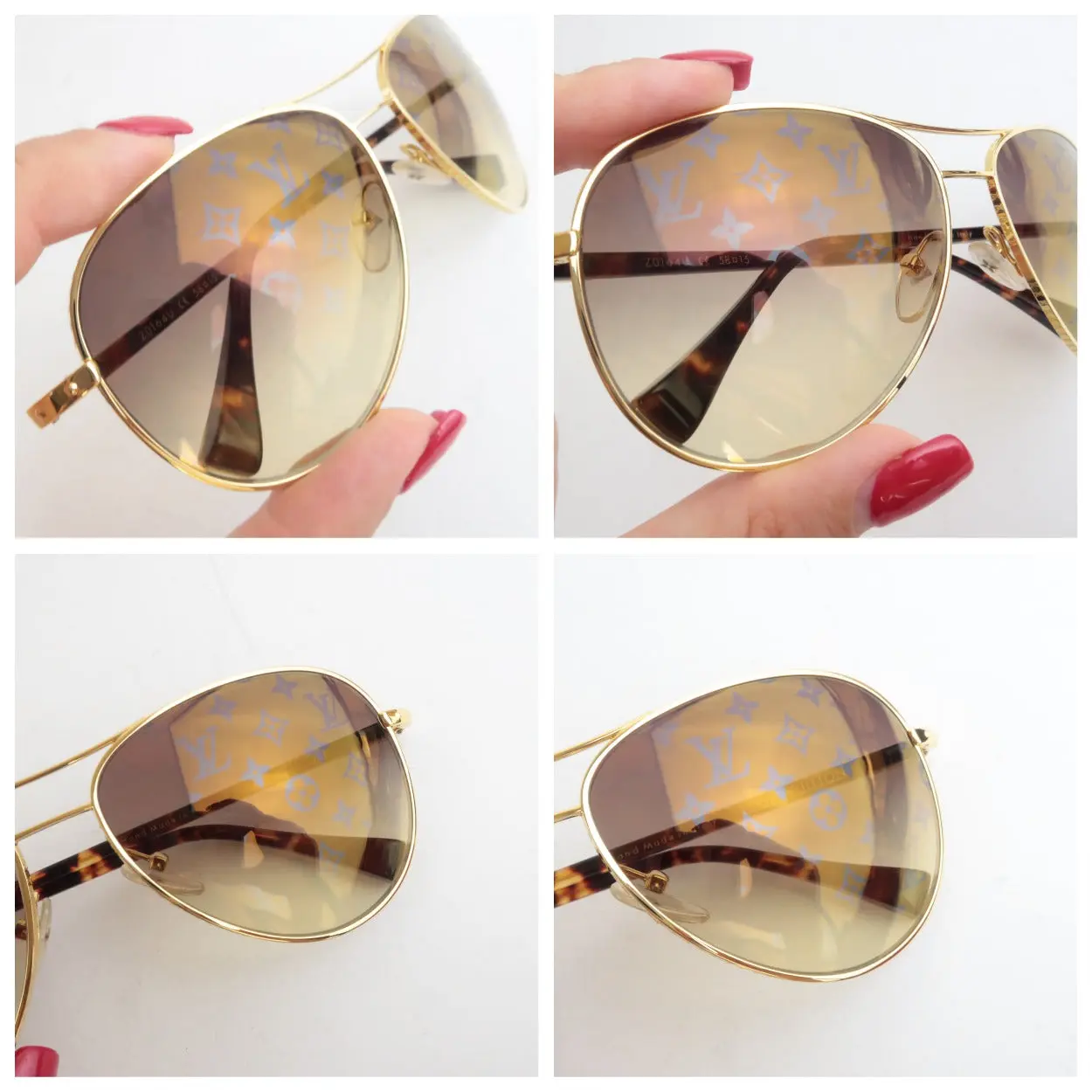Louis Vuitton Goldtone Monogram Conspiration Pilote Sunglasses (682) - Image 7