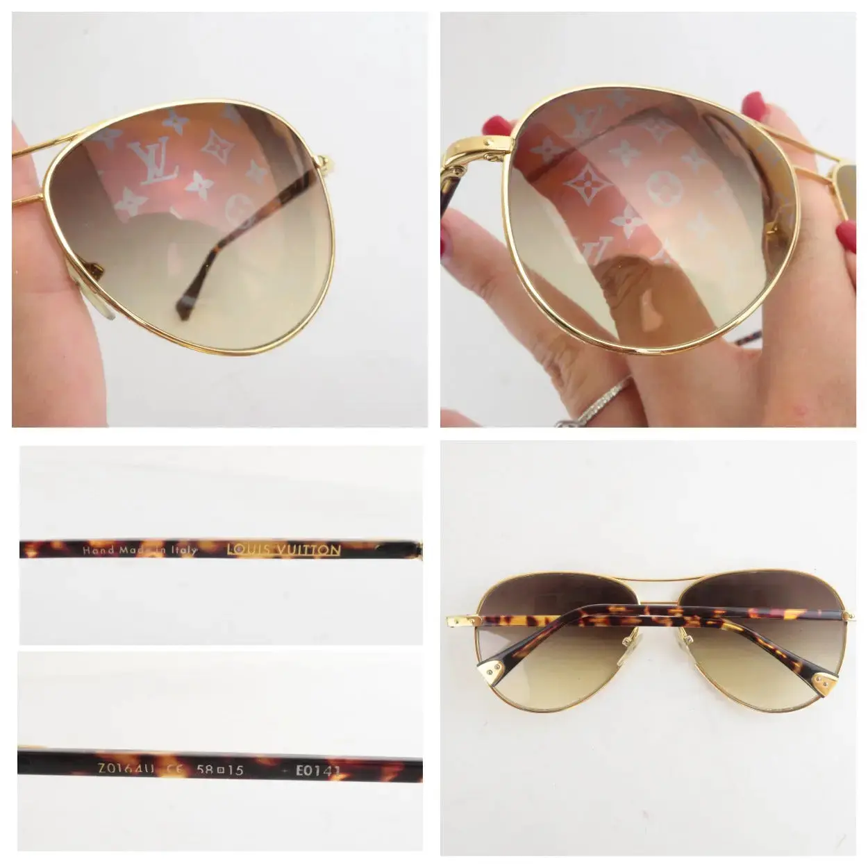Louis Vuitton Goldtone Monogram Conspiration Pilote Sunglasses (684) - Image 5