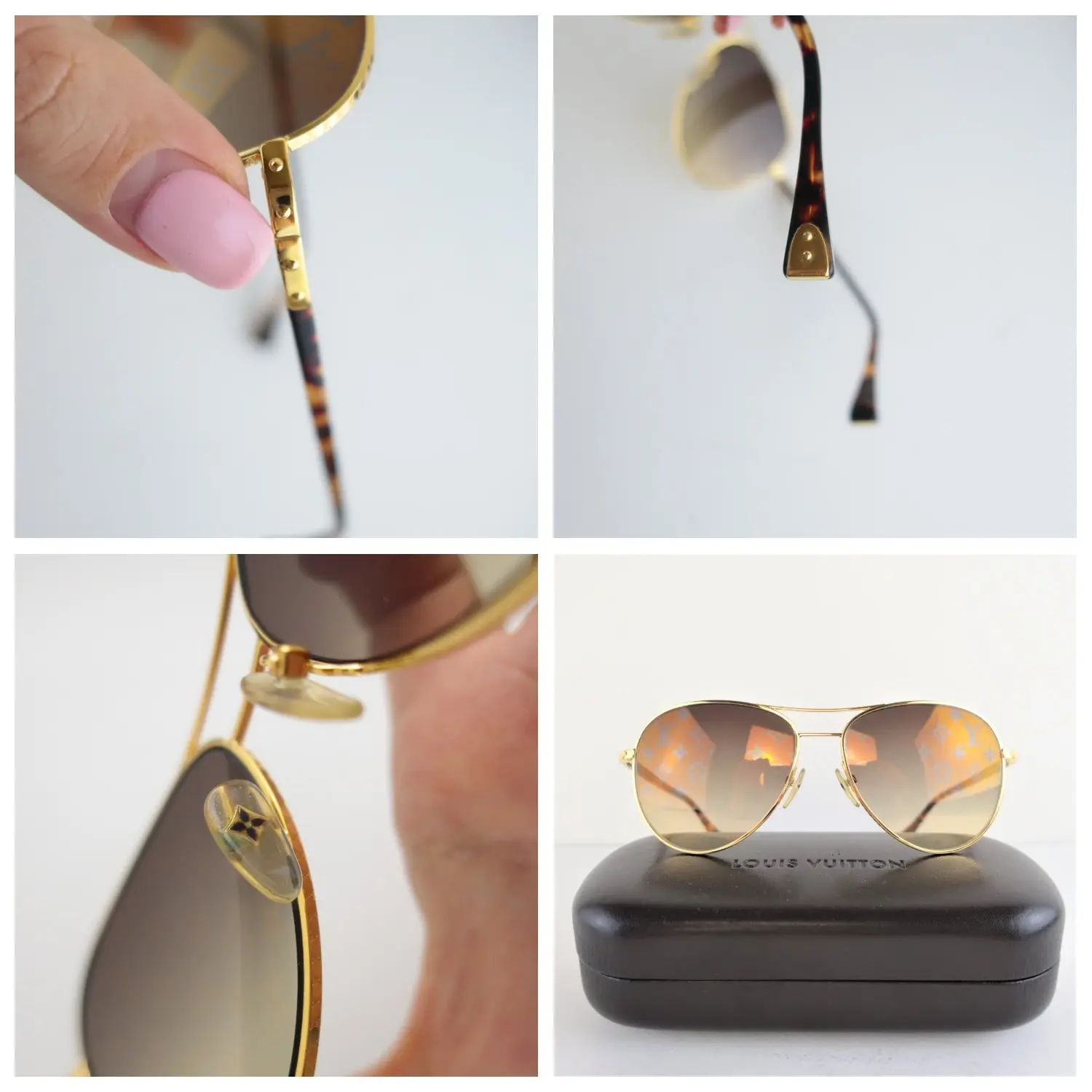 Louis Vuitton Goldtone Monogram Conspiration Pilote Sunglasses - Image 7
