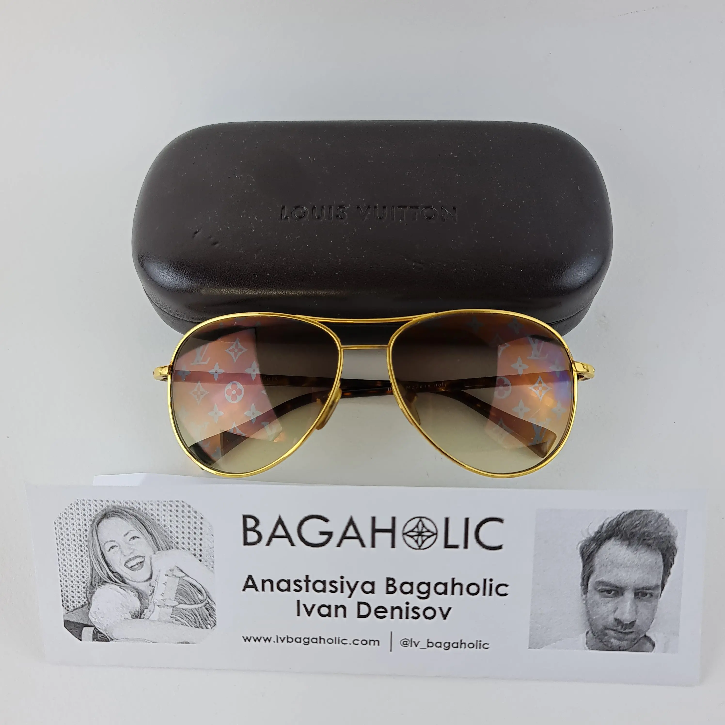 Louis Vuitton Goldtone Monogram Conspiration Pilote Sunglasses (707-E0029) - Image 2