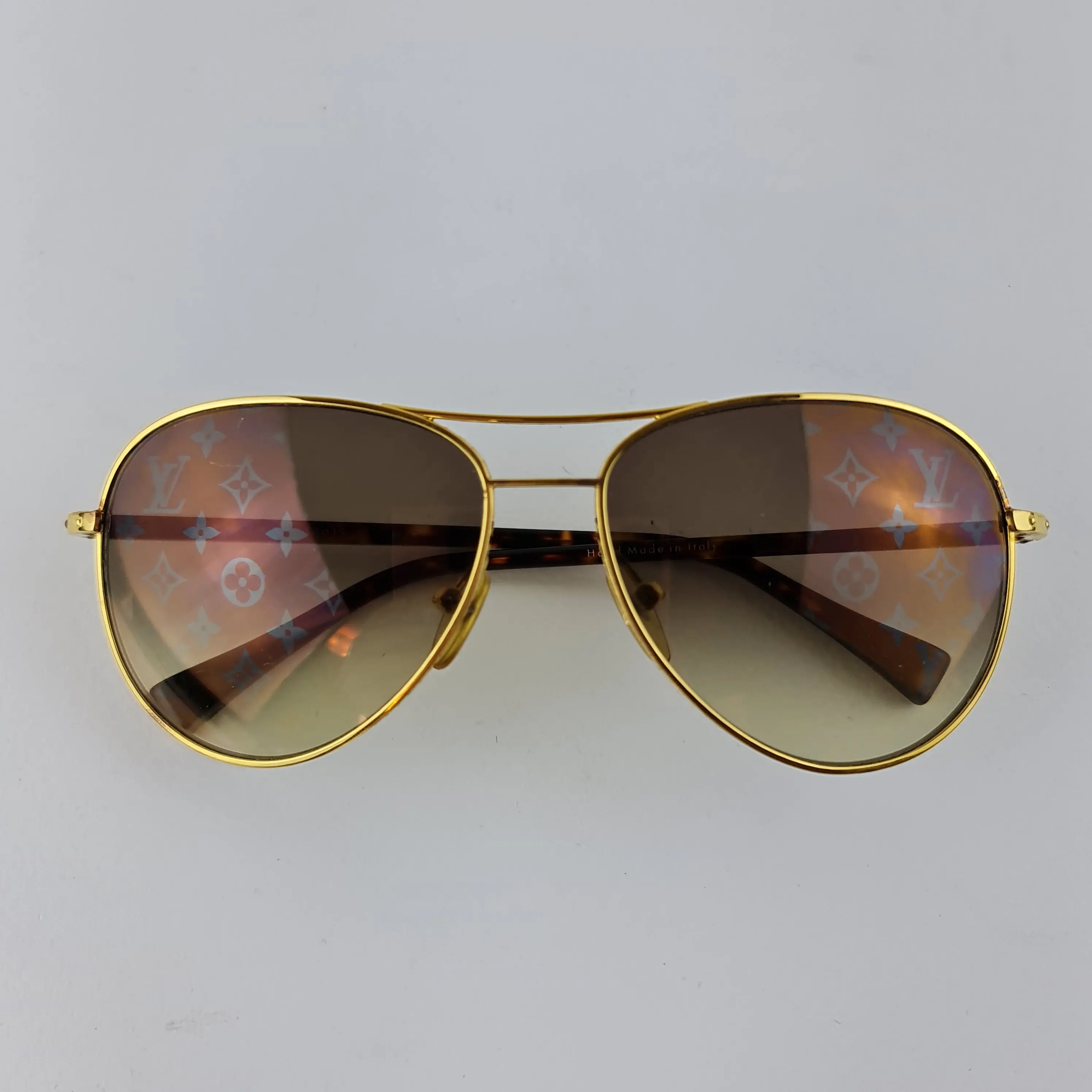 Louis Vuitton Goldtone Monogram Conspiration Pilote Sunglasses (707-E0029) - Image 3