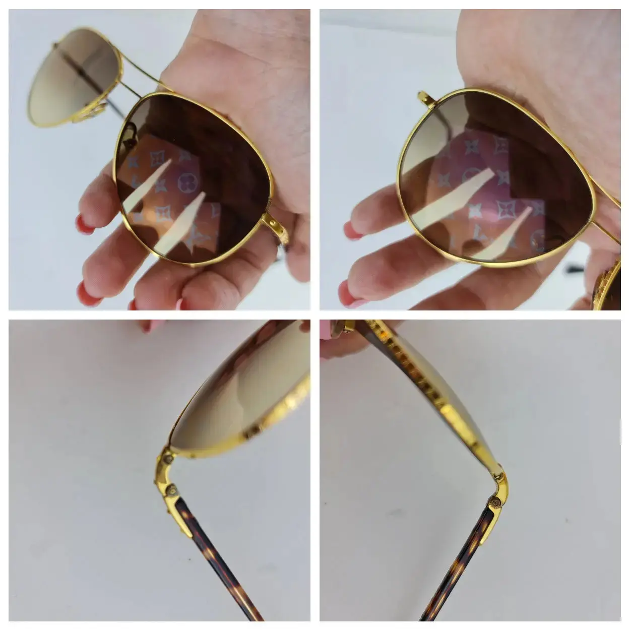 Louis Vuitton Goldtone Monogram Conspiration Pilote Sunglasses (707-E0029) - Image 6