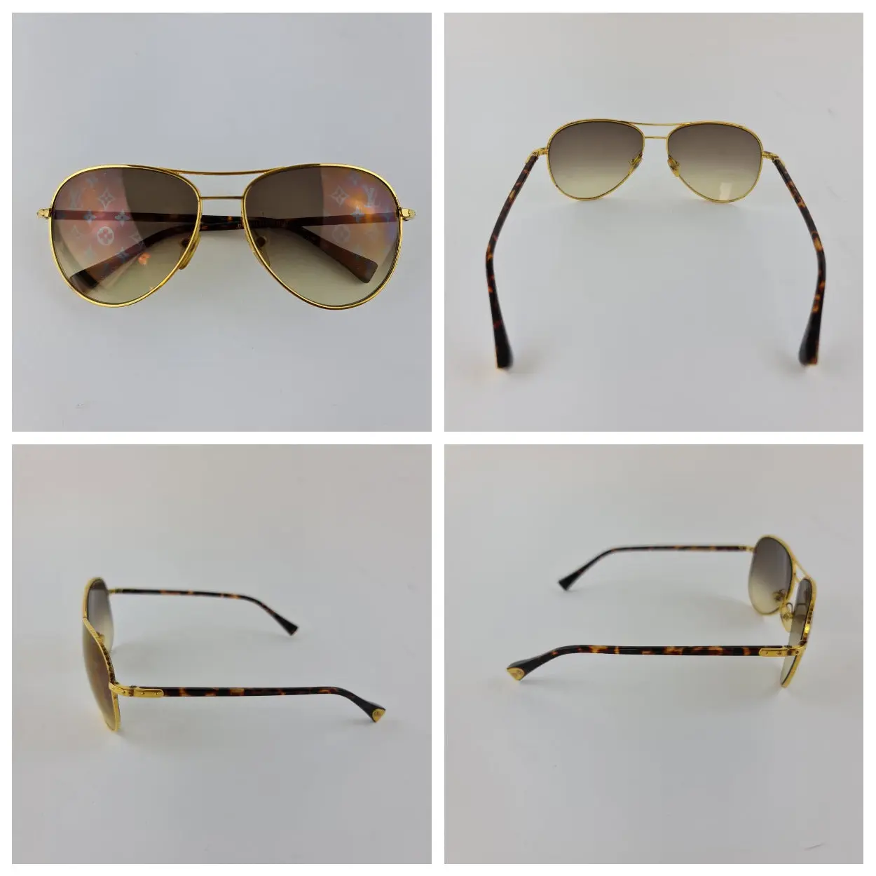 Louis Vuitton Goldtone Monogram Conspiration Pilote Sunglasses (707-E0029) - Image 7