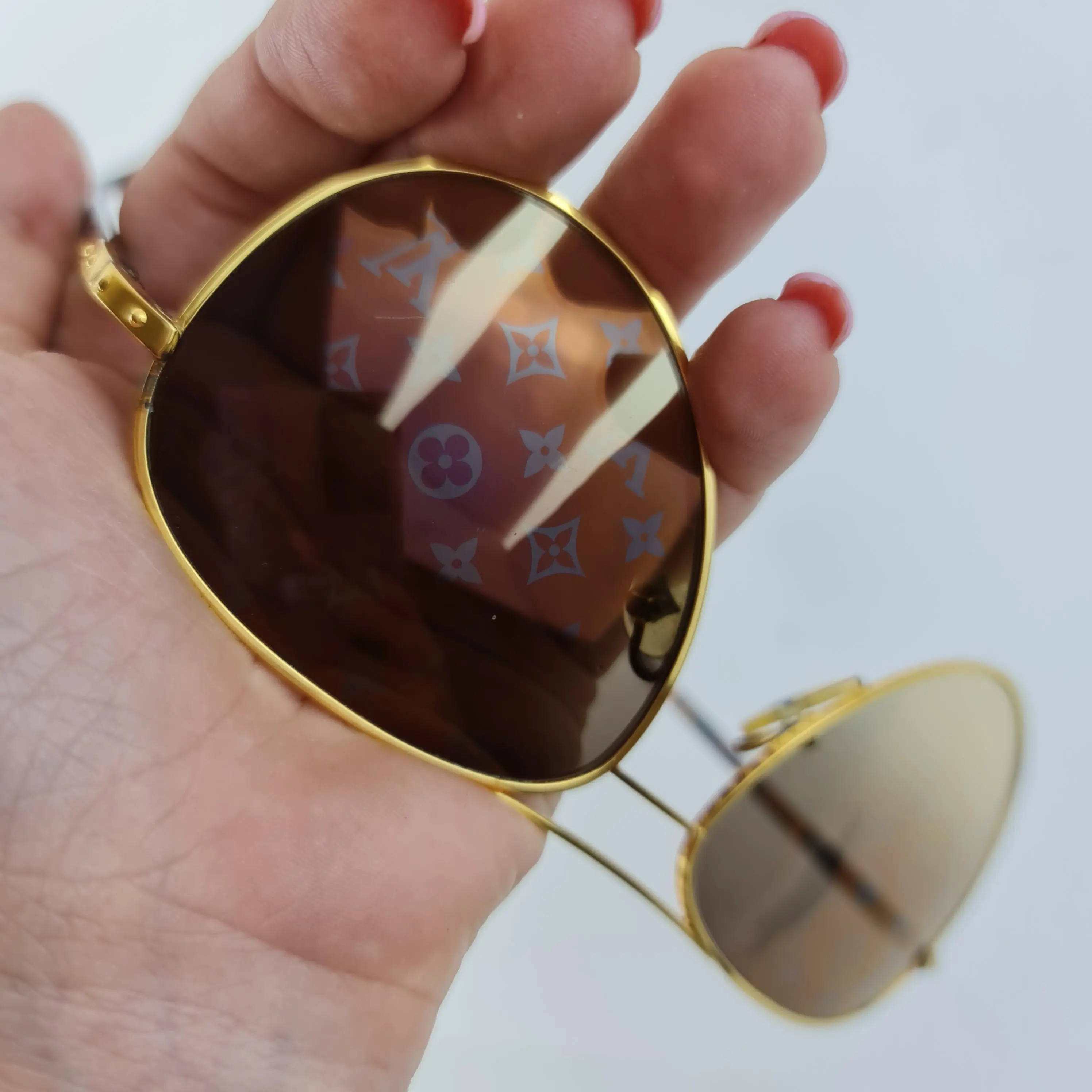 Louis Vuitton Goldtone Monogram Conspiration Pilote Sunglasses (707-E0029) - Image 8