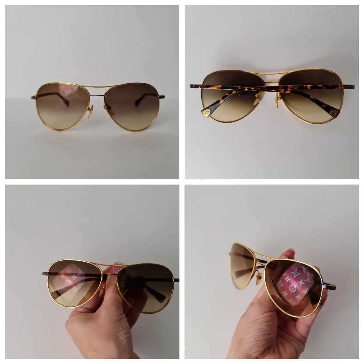 Louis Vuitton Goldtone Monogram Pilote Sunglasses - Image 11