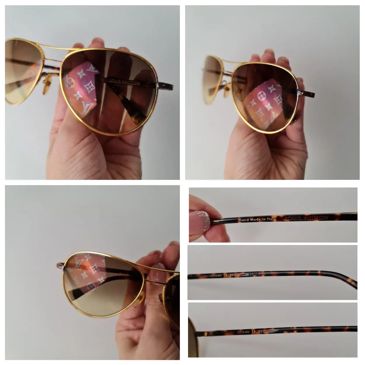 Louis Vuitton Goldtone Monogram Pilote Sunglasses - Image 18