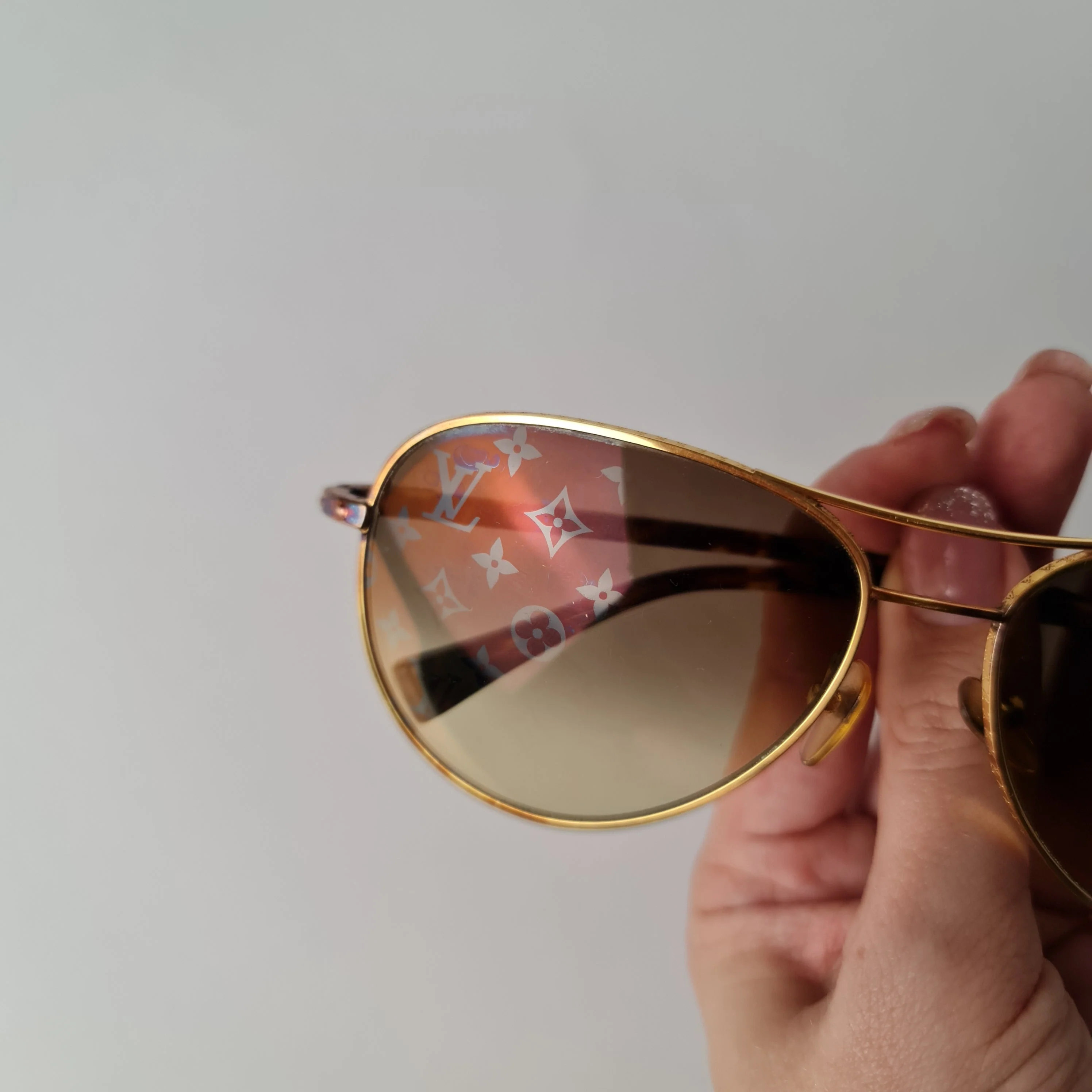 Louis Vuitton Goldtone Monogram Pilote Sunglasses - Image 6
