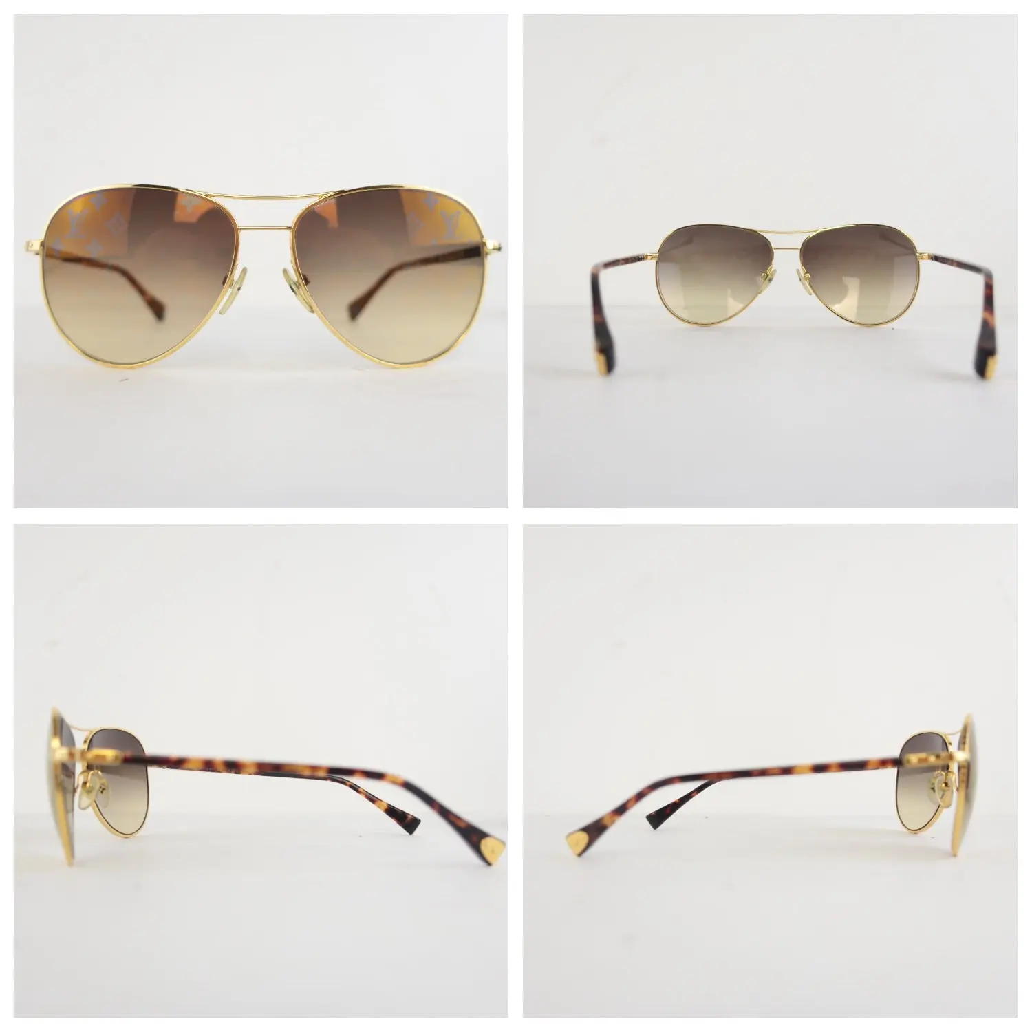 Louis Vuitton Goldtone Monogram Conspiration Pilote Sunglasses - Image 8