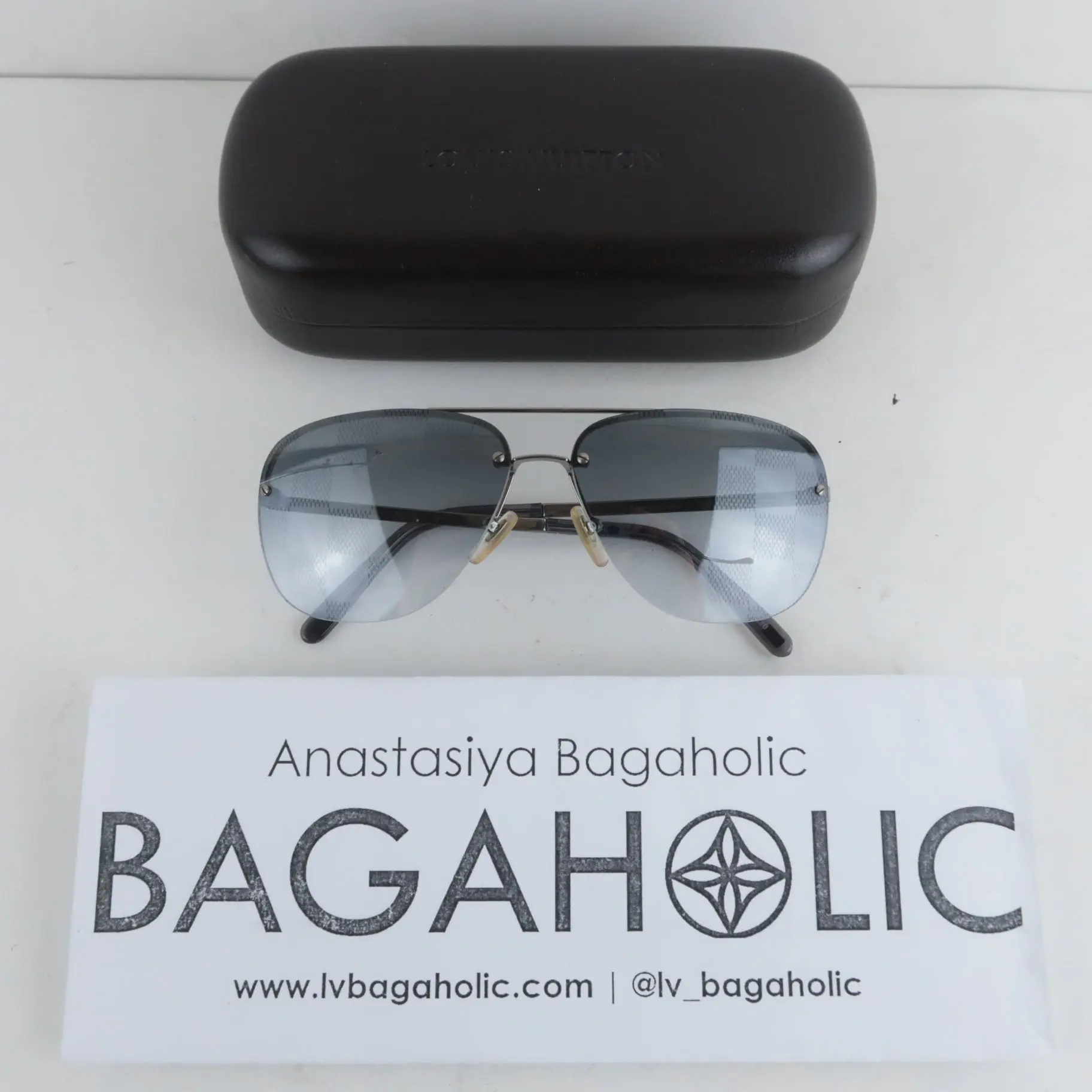 Louis Vuitton Grey Socoa Damier Aviators Sunglasses Sunglasses (672) - Image 2