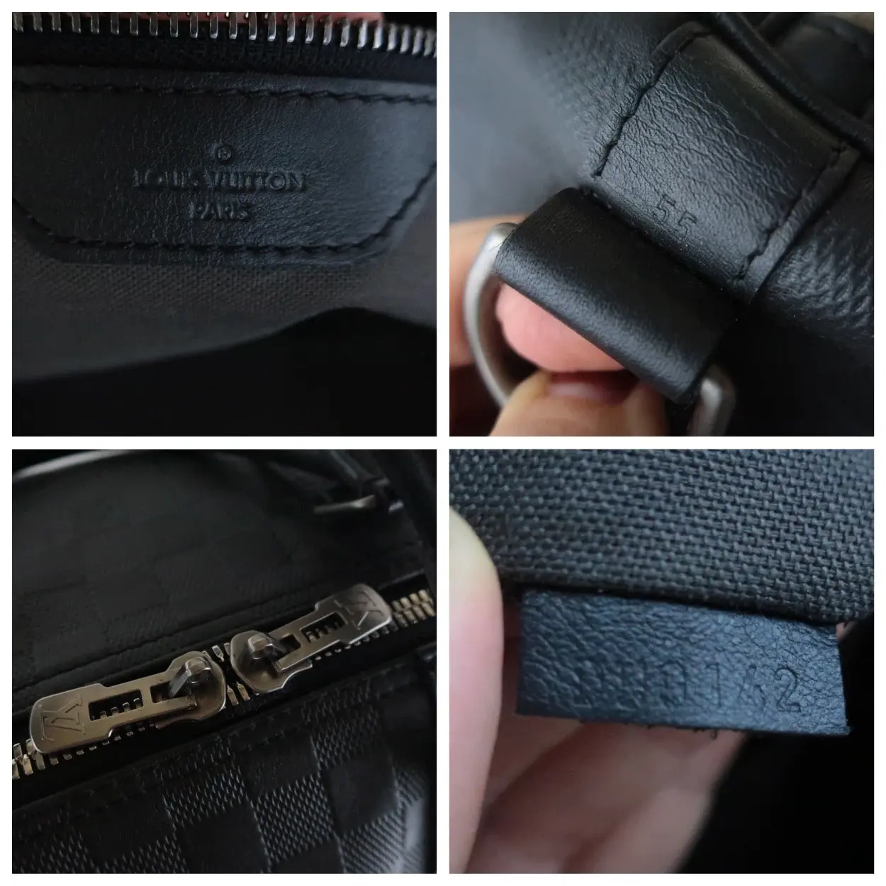 Louis Vuitton Keepall 55 Damier Graphite Black Leather Bag - Image 6