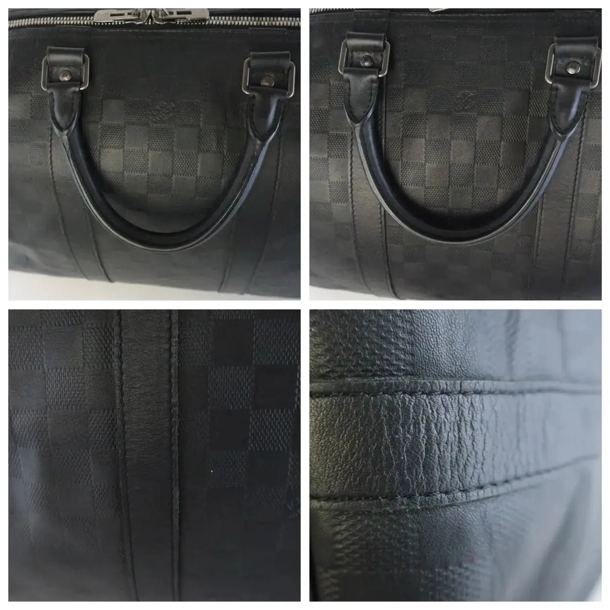 Louis Vuitton Keepall 55 Damier Graphite Black Leather Bag - Image 7