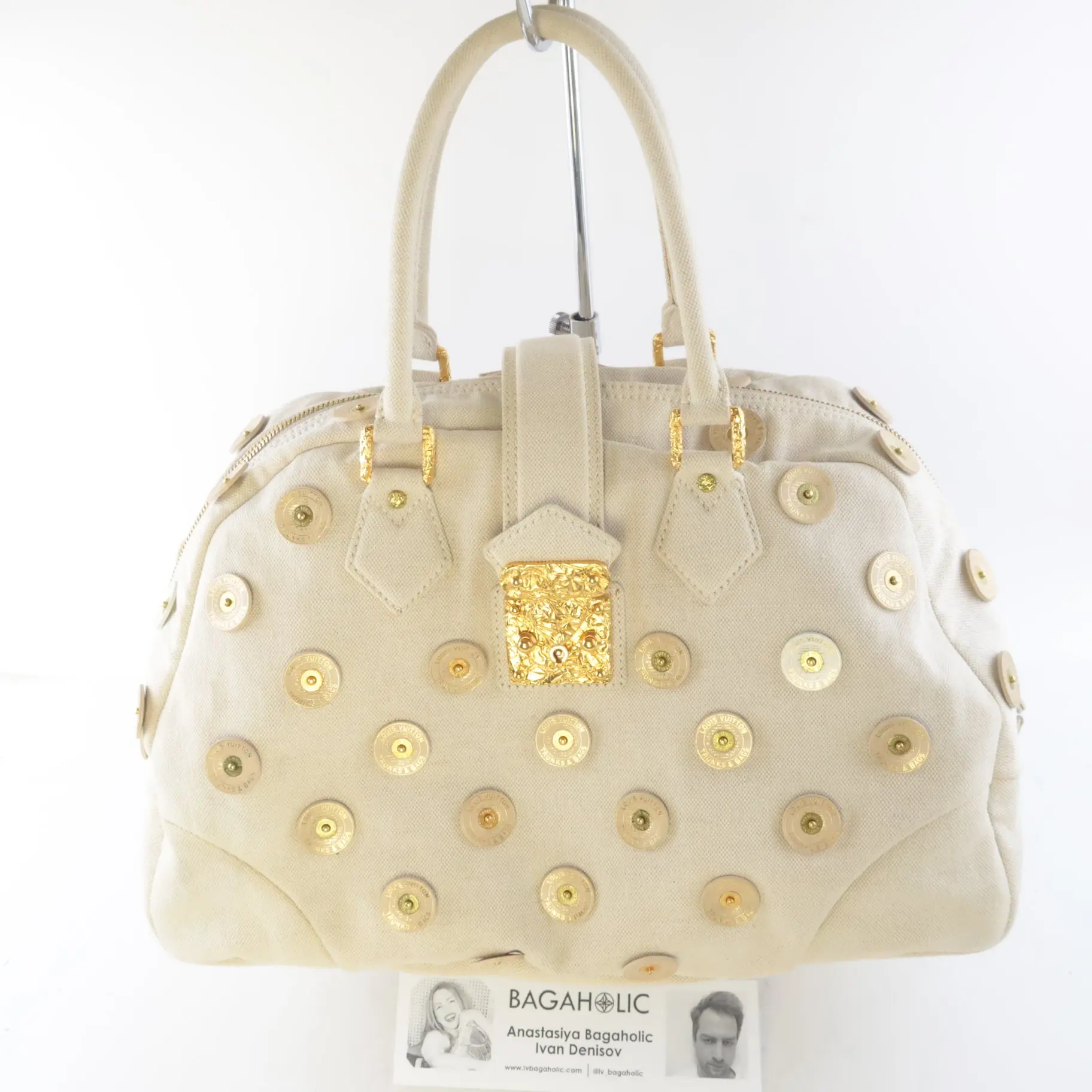 Louis Vuitton Limited Edition Beige Canvas Polka Dots Panema Bowly Bag - Image 3
