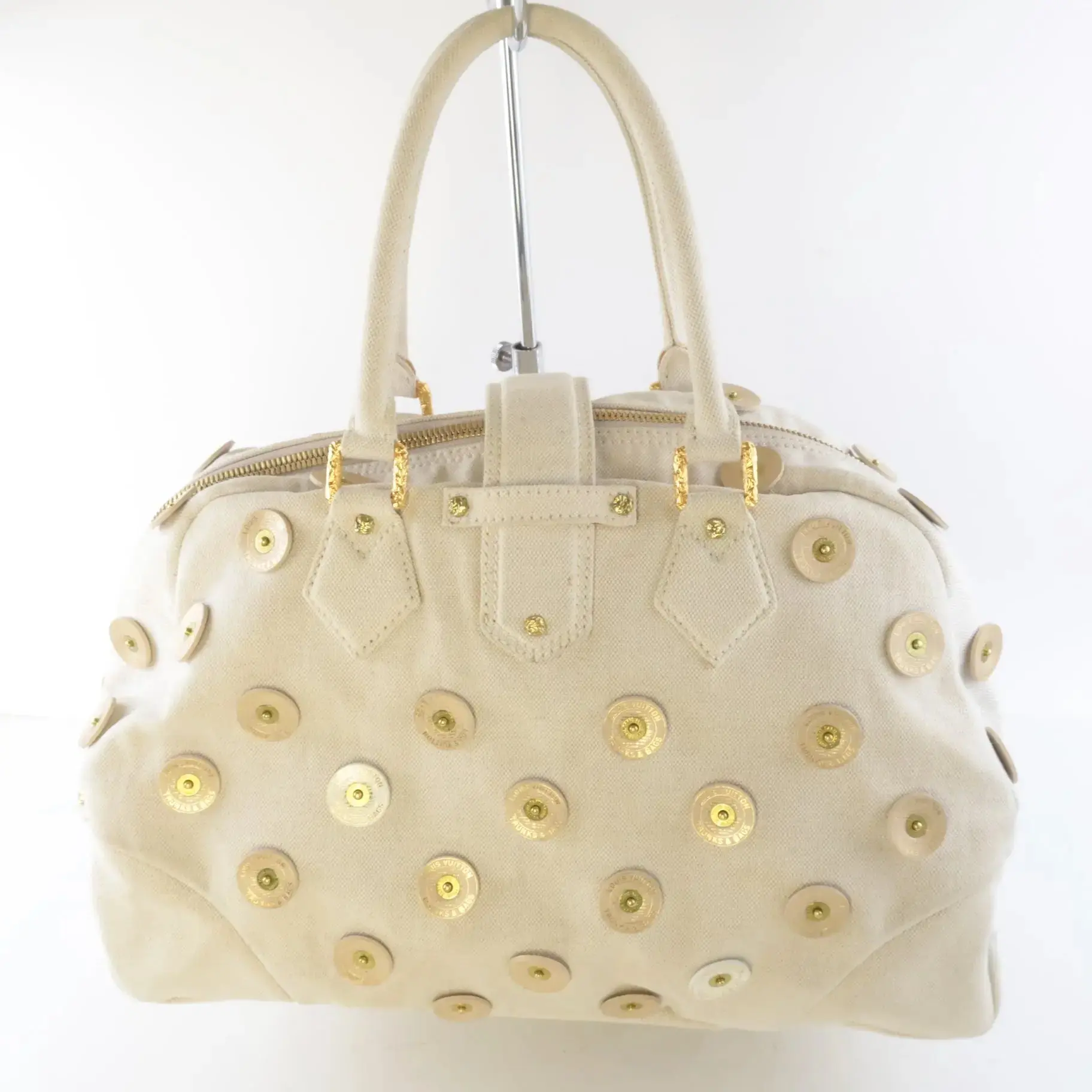Louis Vuitton Limited Edition Beige Canvas Polka Dots Panema Bowly Bag - Image 4