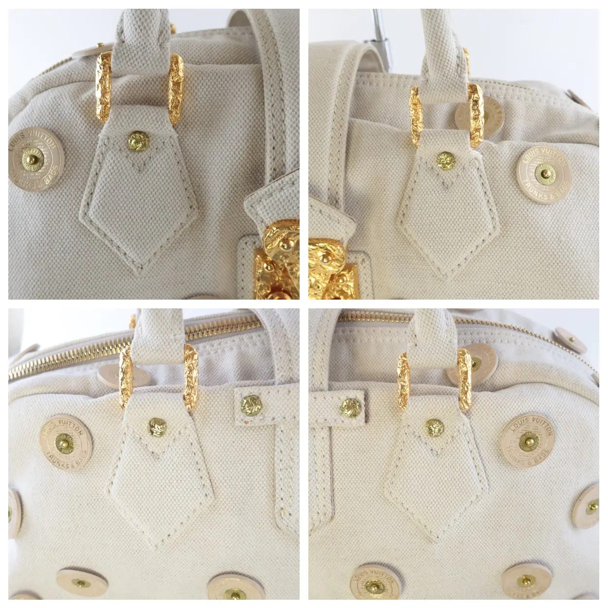 Louis Vuitton Limited Edition Beige Canvas Polka Dots Panema Bowly Bag - Image 6