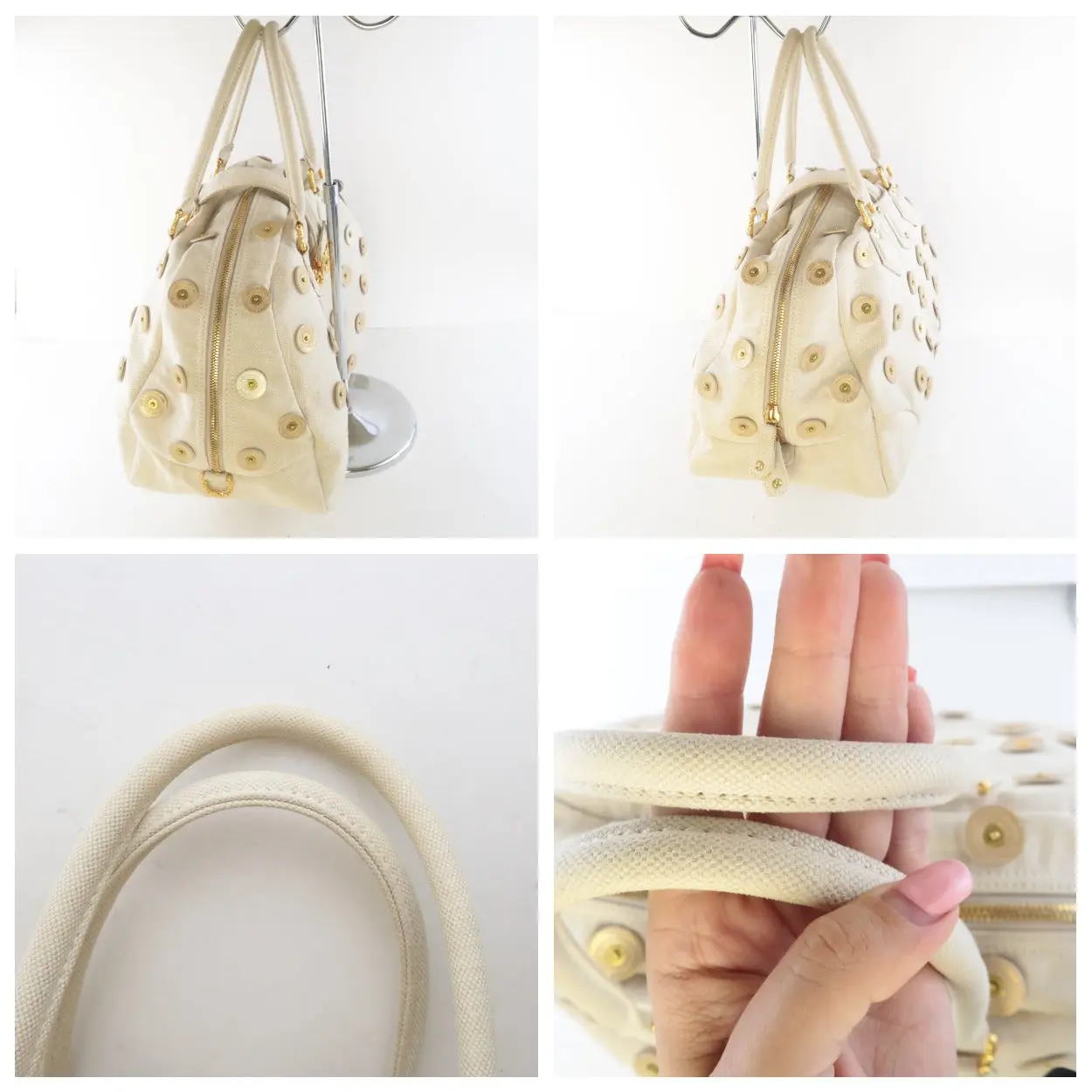 Louis Vuitton Limited Edition Beige Canvas Polka Dots Panema Bowly Bag - Image 8