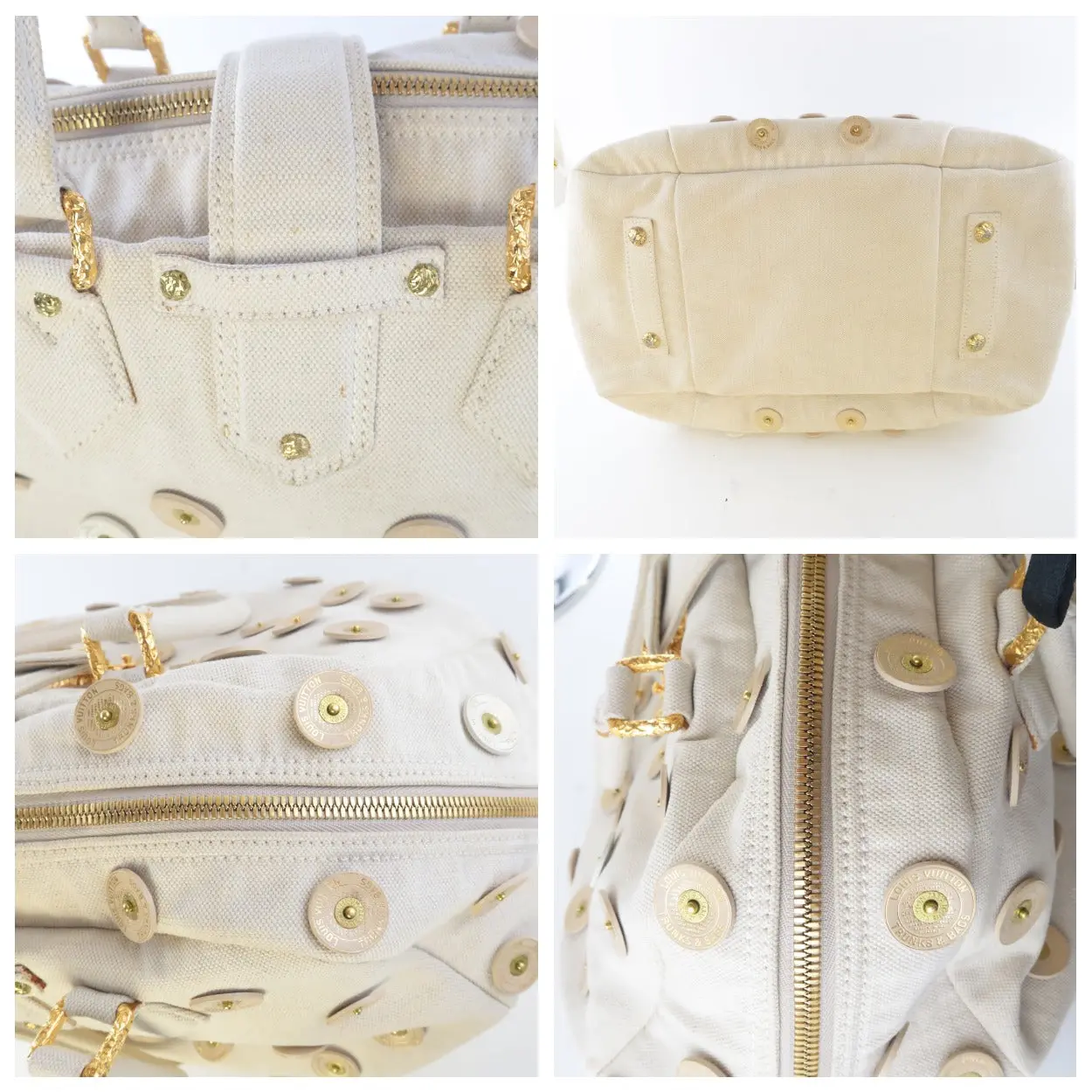 Louis Vuitton Limited Edition Beige Canvas Polka Dots Panema Bowly Bag - Image 9