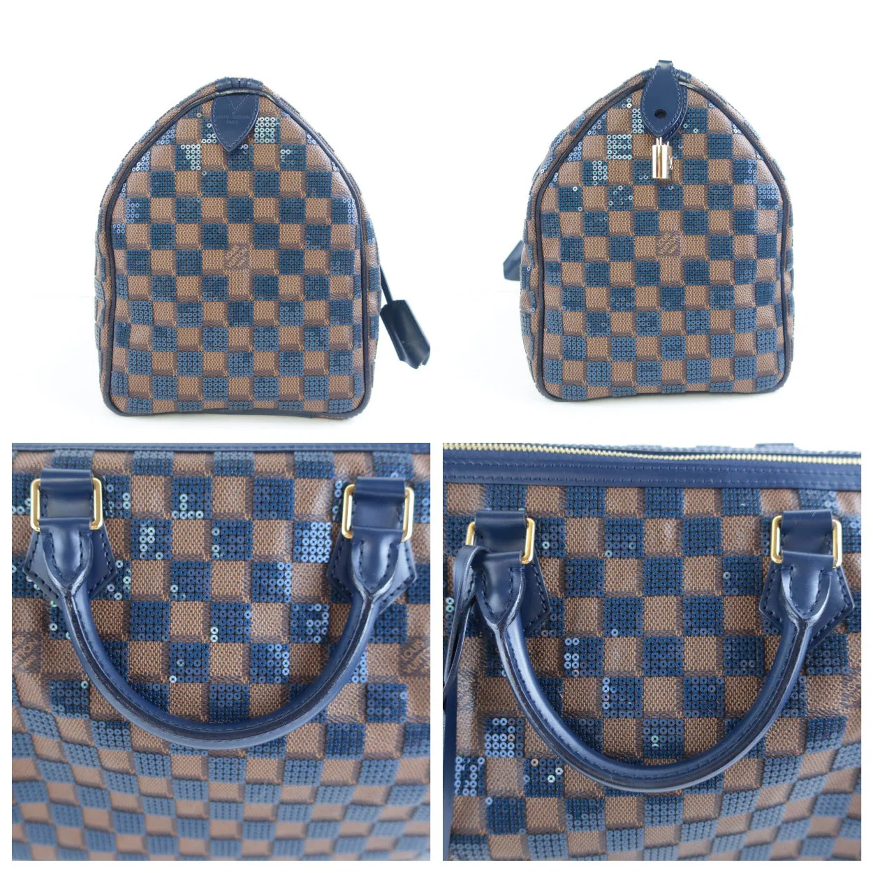 Louis Vuitton Limited Blue Paillettes Speedy 30 Bag - Image 10