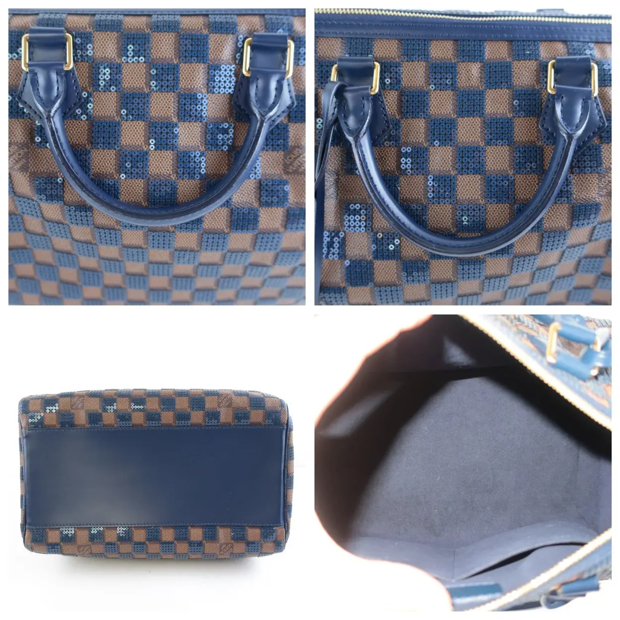 Louis Vuitton Limited Blue Paillettes Speedy 30 Bag - Image 8