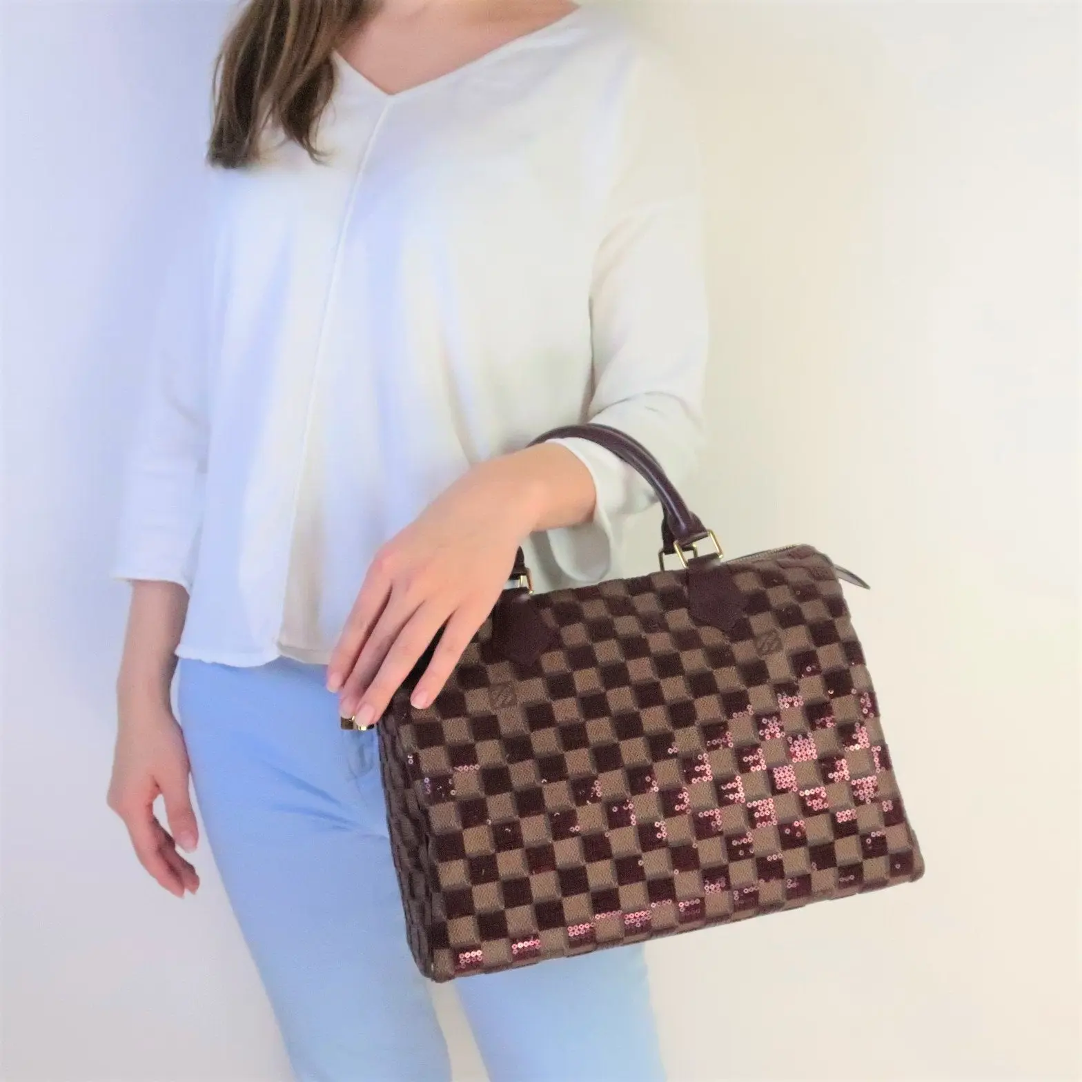 Louis Vuitton Damier Paillettes Speedy 30 Bag Bordeaux - Image 2