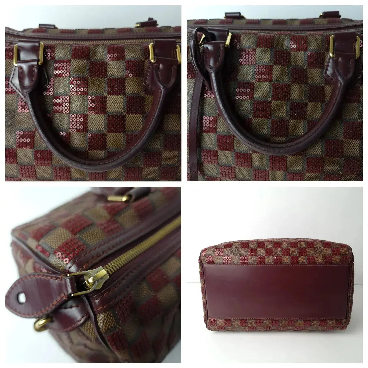 Louis Vuitton Damier Paillettes Speedy 30 Bag Bordeaux - Image 7