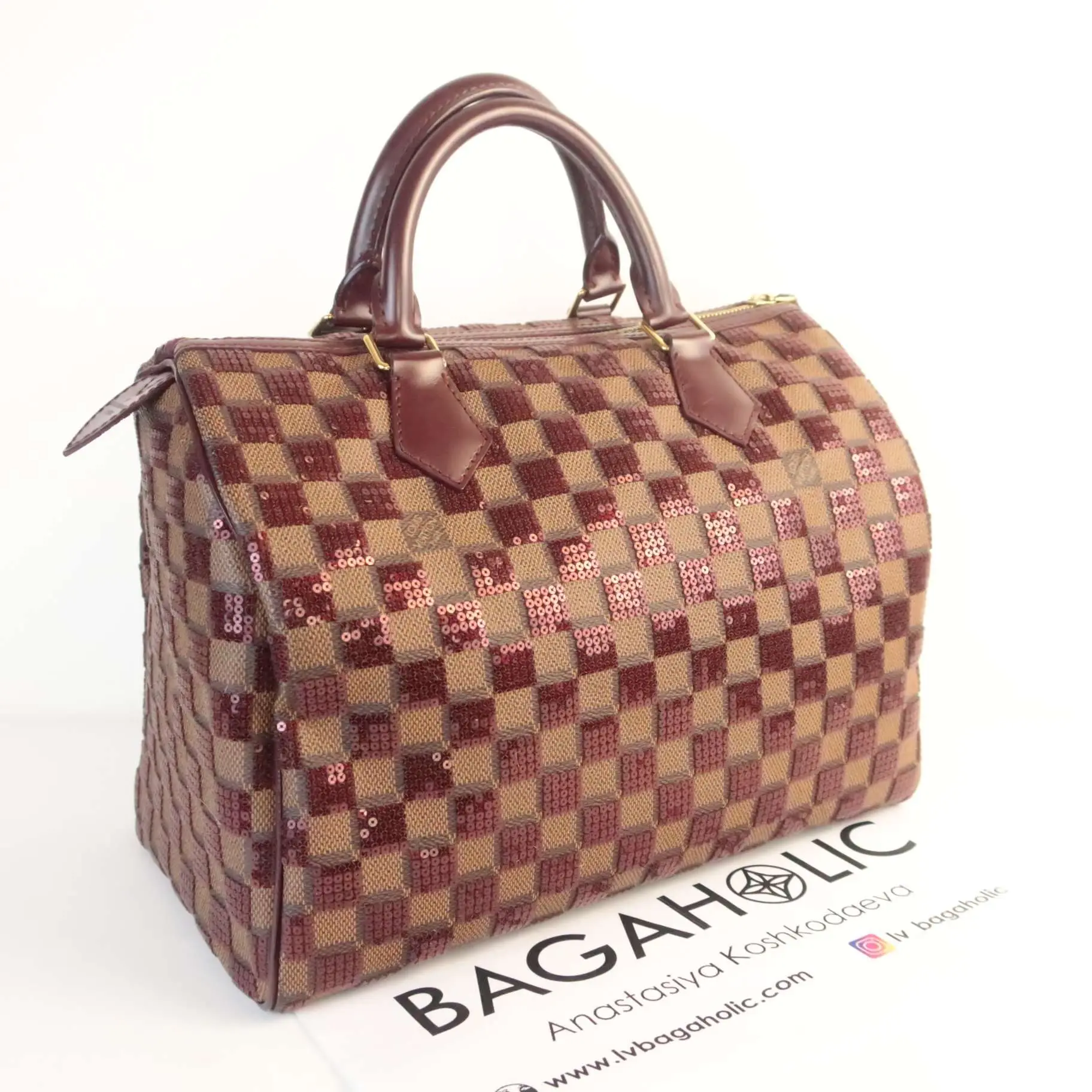 Louis Vuitton Bordeaux Damier Paillettes Speedy 30 Bag - Image 3