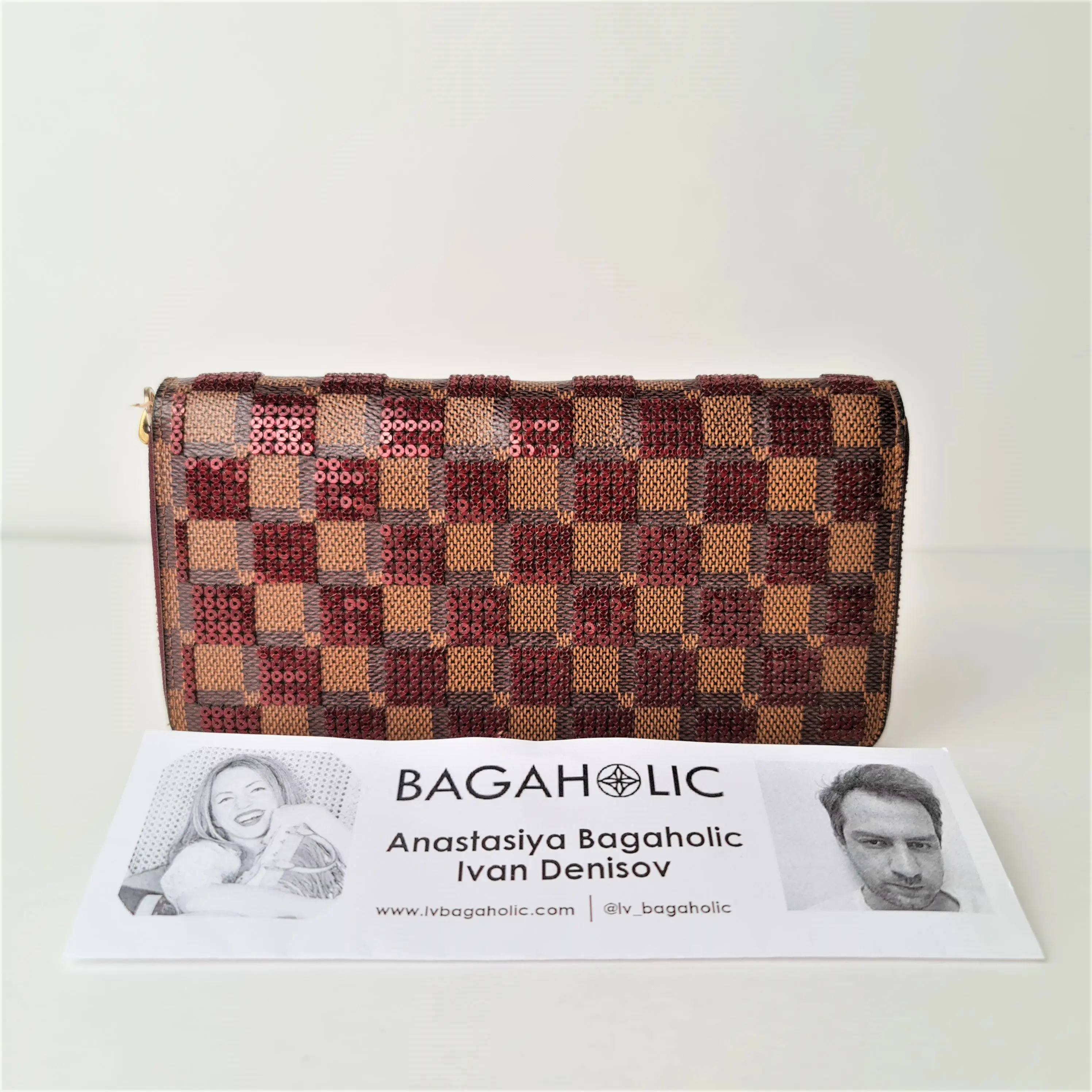 Louis Vuitton Limited Edition Bordeaux Damier Paillettes Zippy Wallet (748) - Image 2
