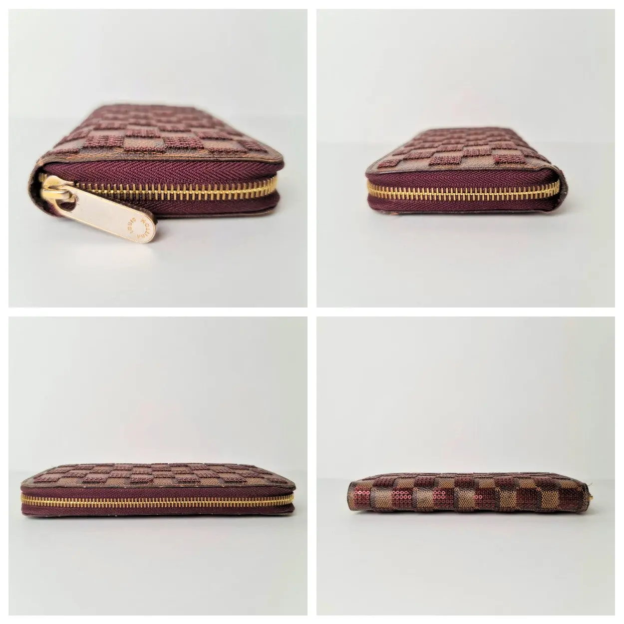 Louis Vuitton Limited Edition Bordeaux Damier Paillettes Zippy Wallet (748) - Image 6