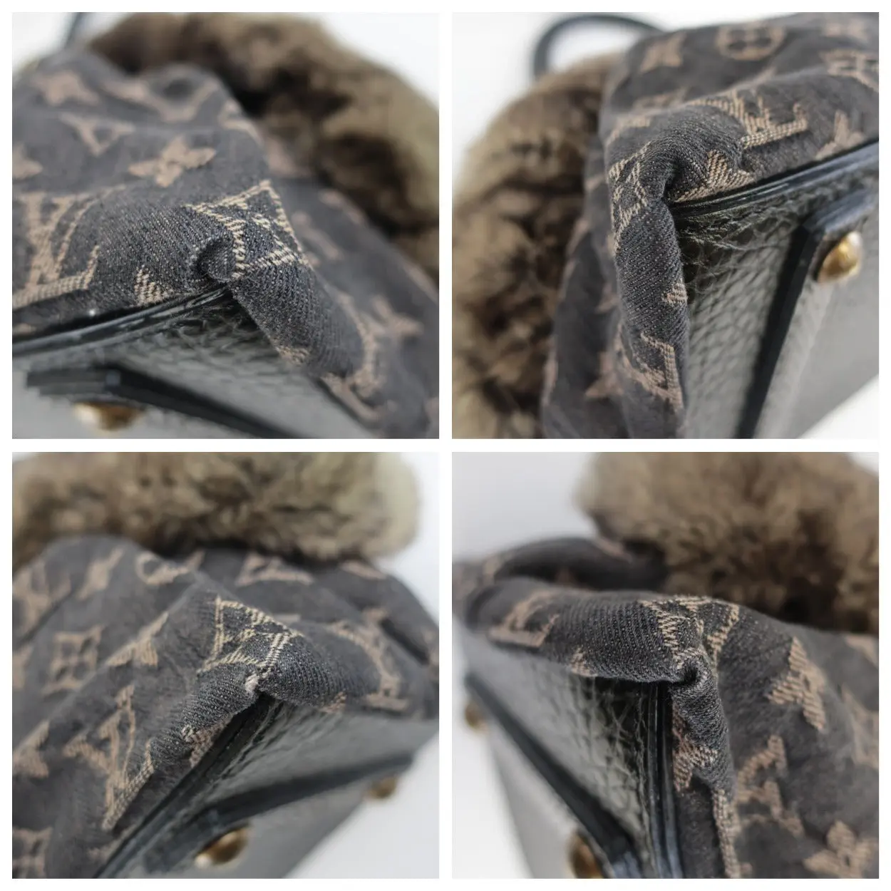 Louis Vuitton Limited Edition Chinchilla Denim Demi Lune Bag - Image 11