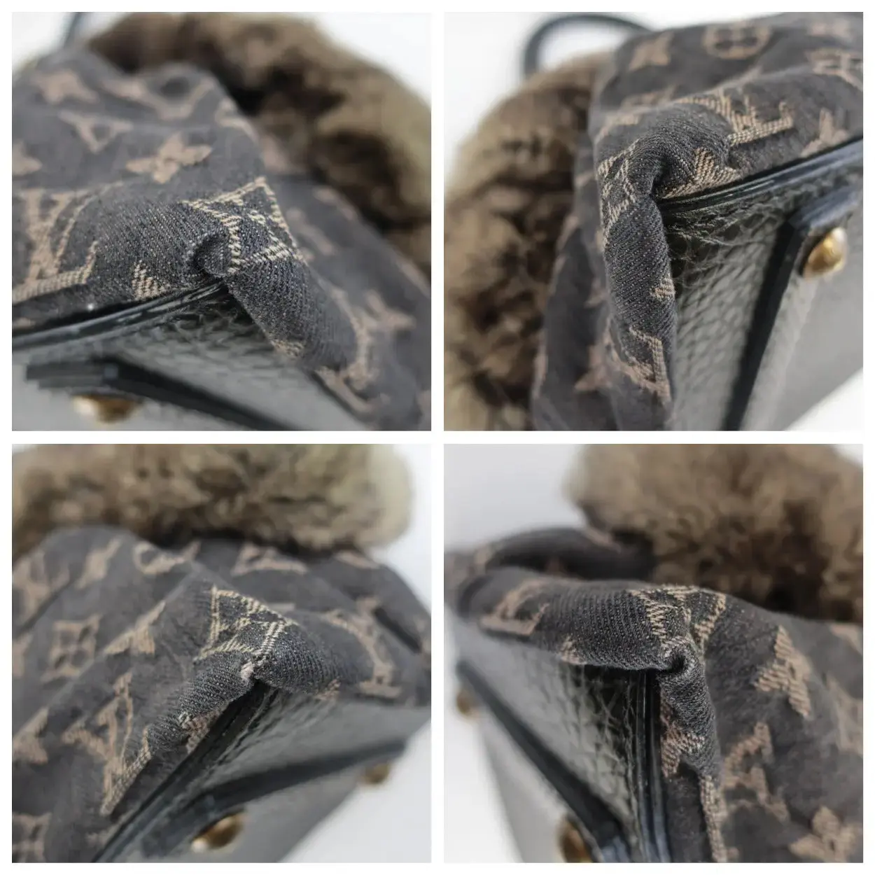 Louis Vuitton Limited Edition Chinchilla Denim Demi Lune Bag - Image 12