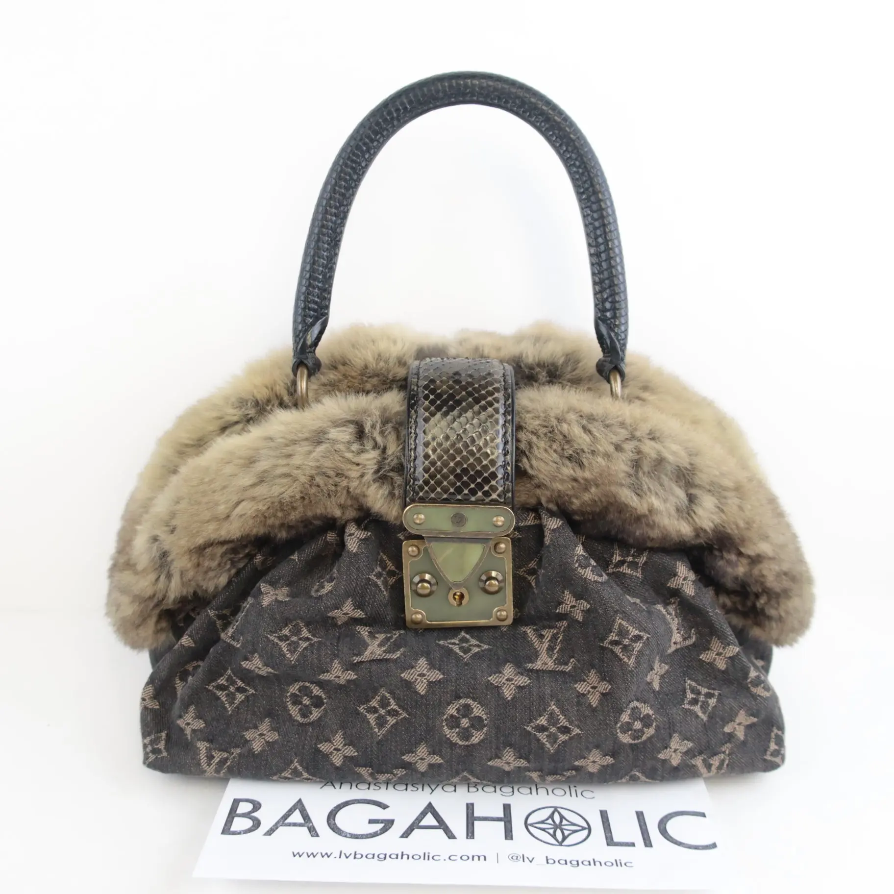 Louis Vuitton Limited Edition Chinchilla Denim Demi Lune Bag - Image 2