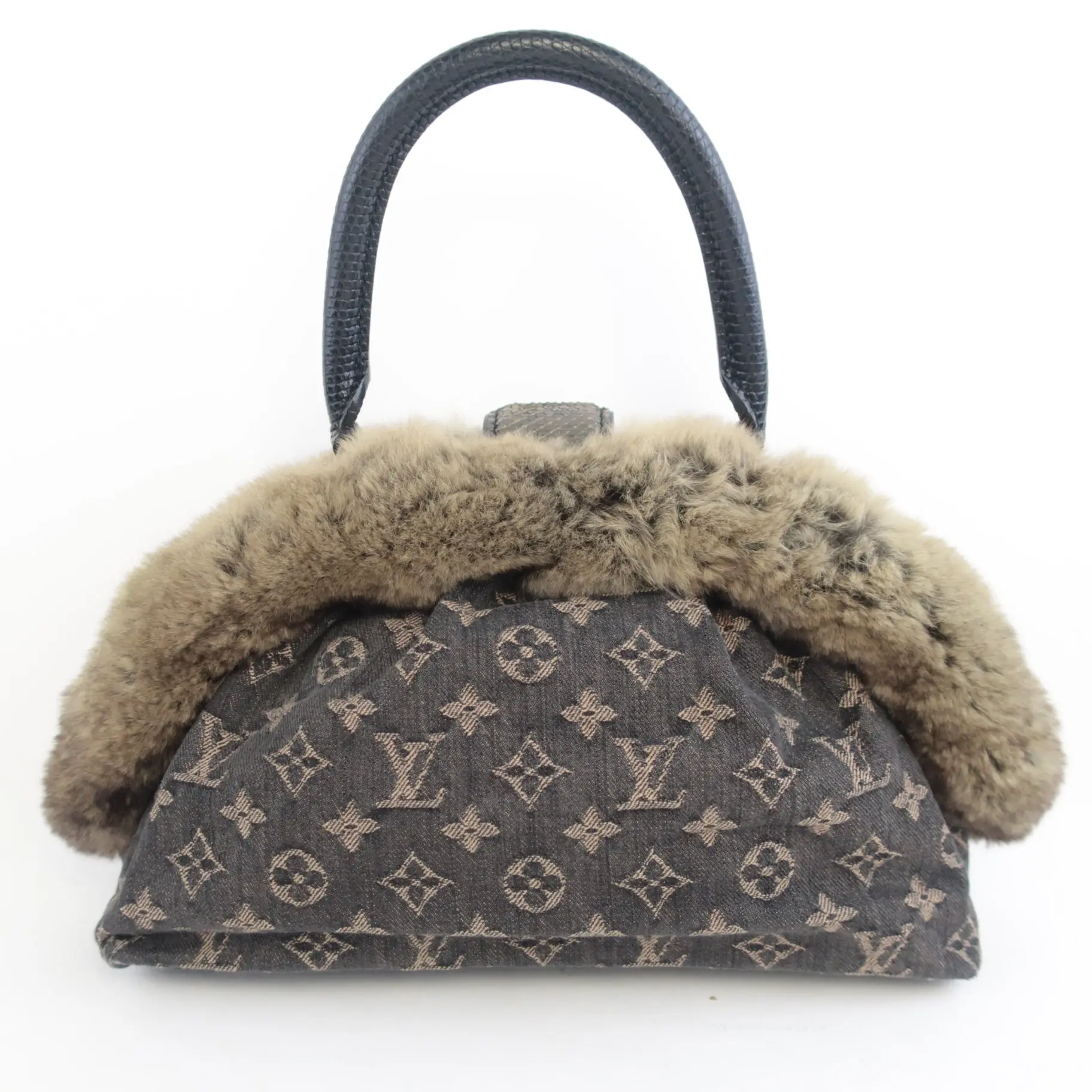 Louis Vuitton Limited Edition Chinchilla Denim Demi Lune Bag - Image 4