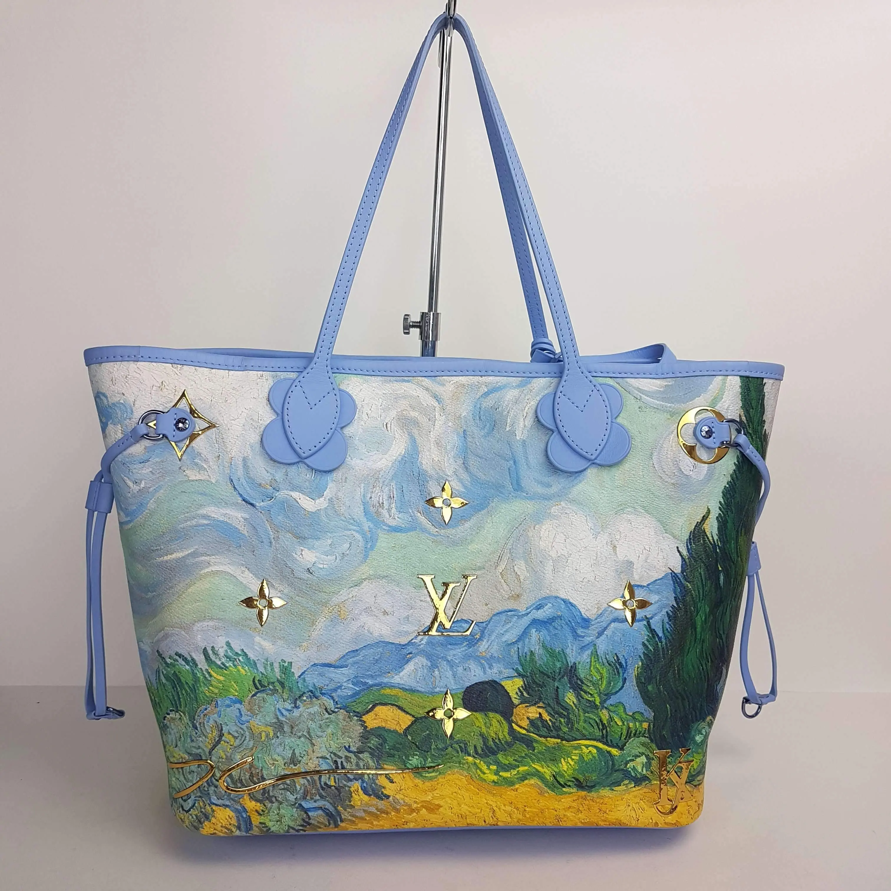 Louis Vuitton Limited Edition Coated Canvas Jeff Koons Van Gogh Neverfull MM Bag with Pouch - Image 3