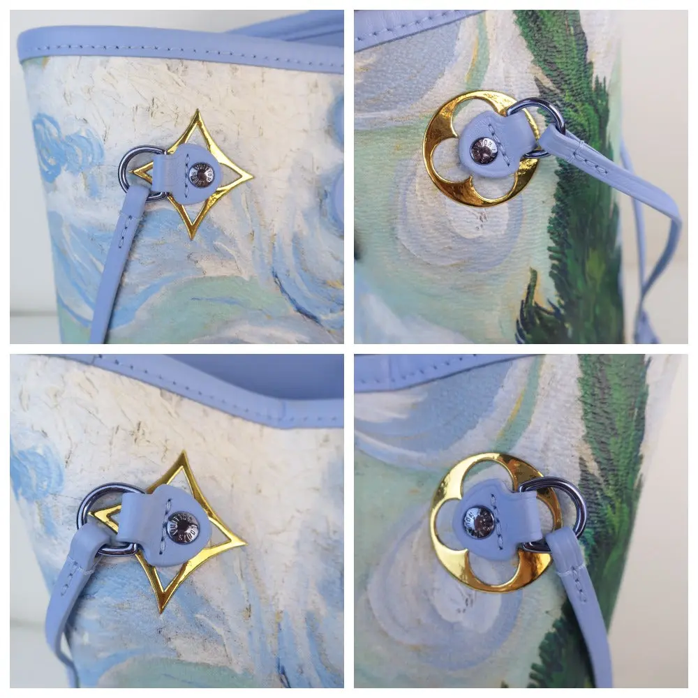 Louis Vuitton Limited Edition Coated Canvas Jeff Koons Van Gogh Neverfull MM Bag with Pouch - Image 7