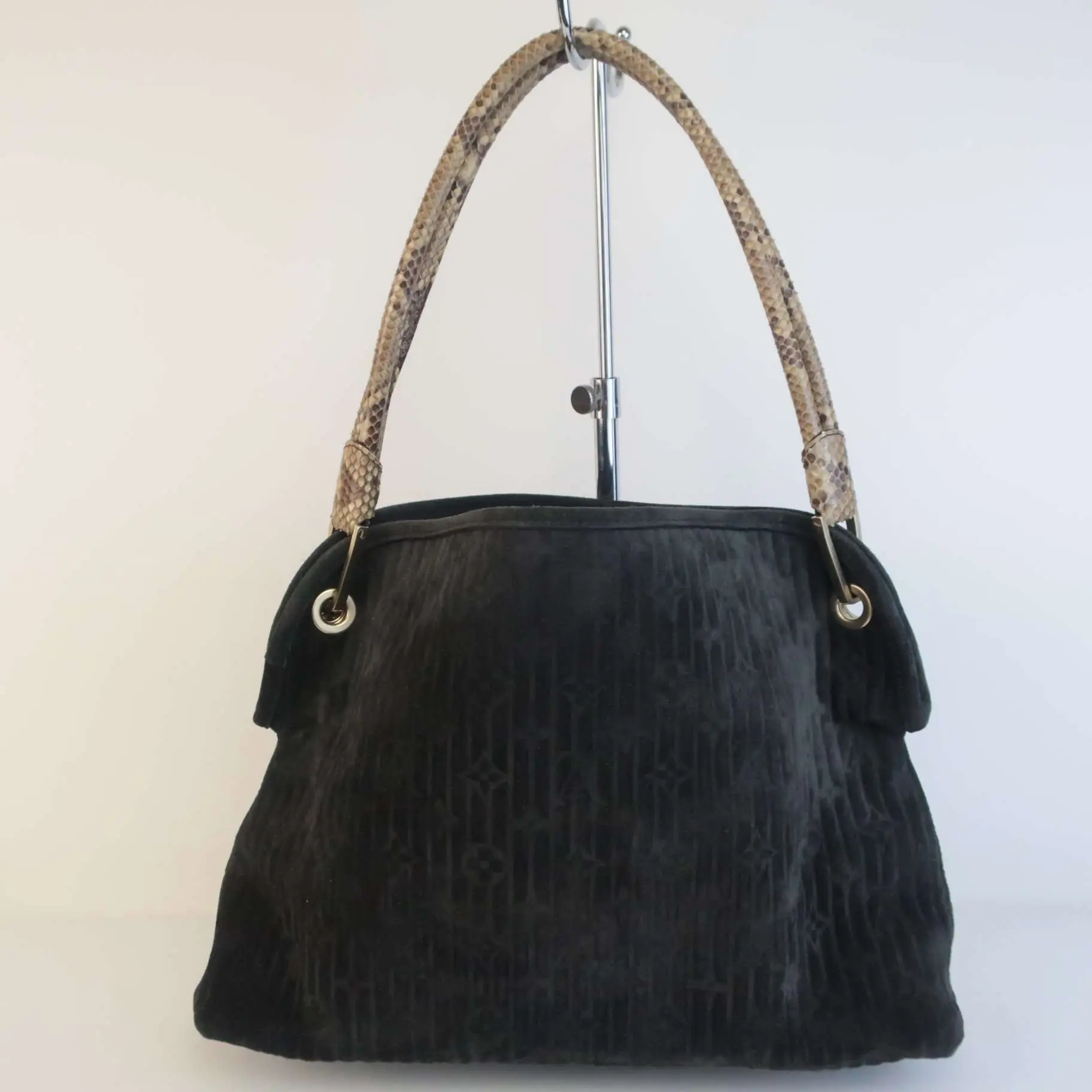 Louis Vuitton Limited Edition Kohl Monogram Embossed Suede Whisper PM Bag - Image 4