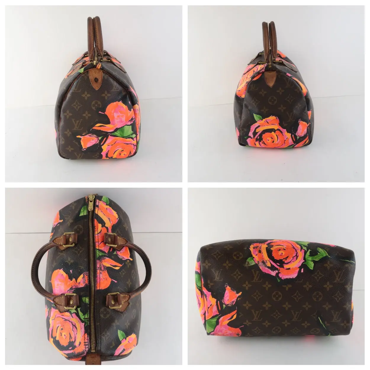 Louis Vuitton Limited Edition Stephen Sprouse Monogram Canvas Roses Speedy 30 Bag - Image 10