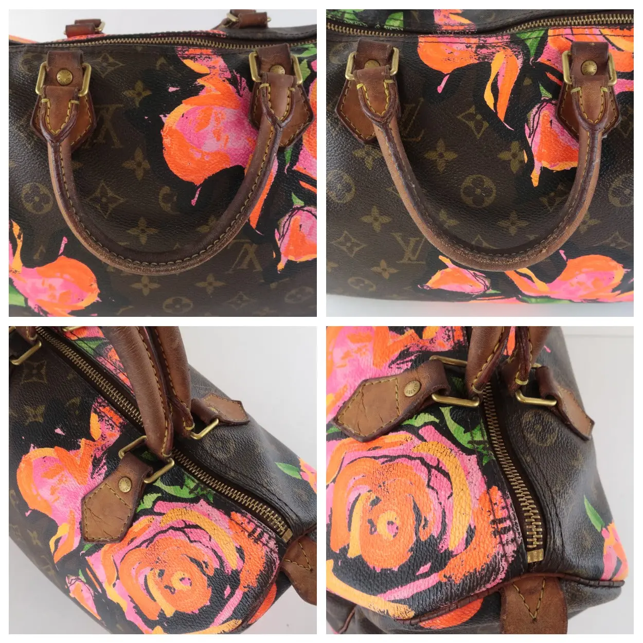 Louis Vuitton Limited Edition Stephen Sprouse Monogram Canvas Roses Speedy 30 Bag - Image 11