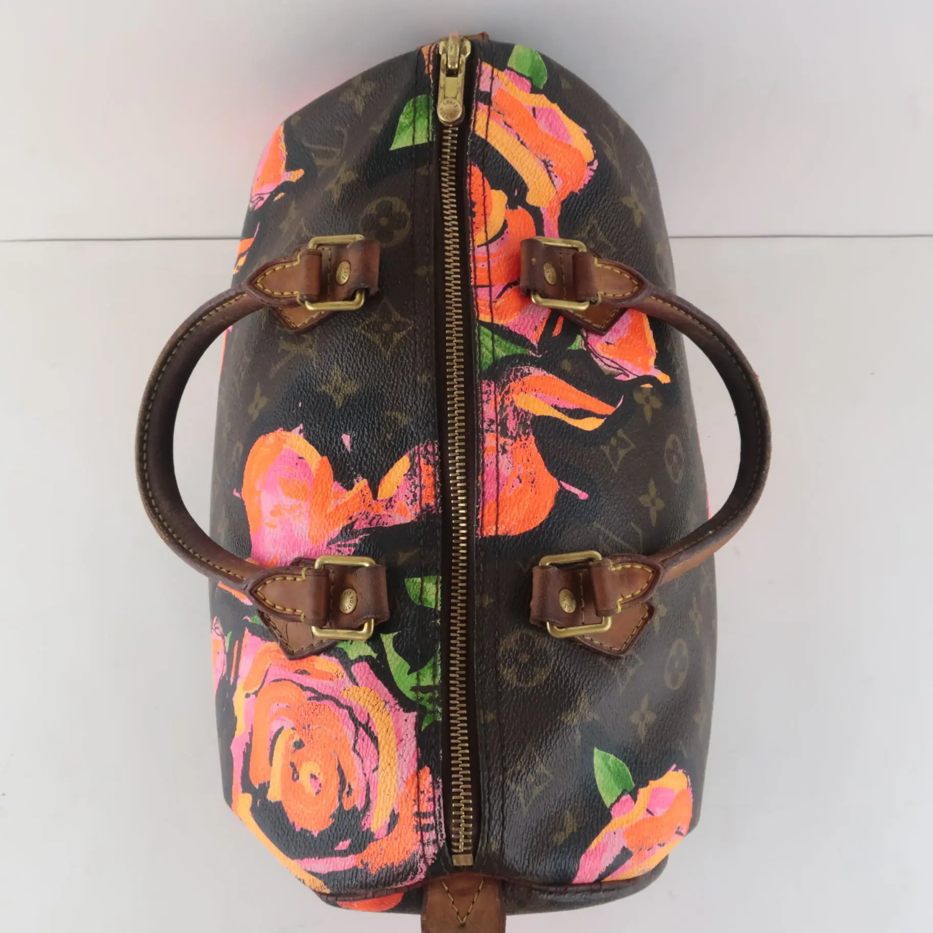 Louis Vuitton Limited Edition Stephen Sprouse Monogram Canvas Roses Speedy 30 Bag - Image 5
