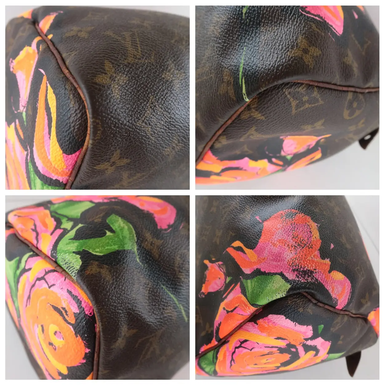 Louis Vuitton Limited Edition Stephen Sprouse Monogram Canvas Roses Speedy 30 Bag - Image 7